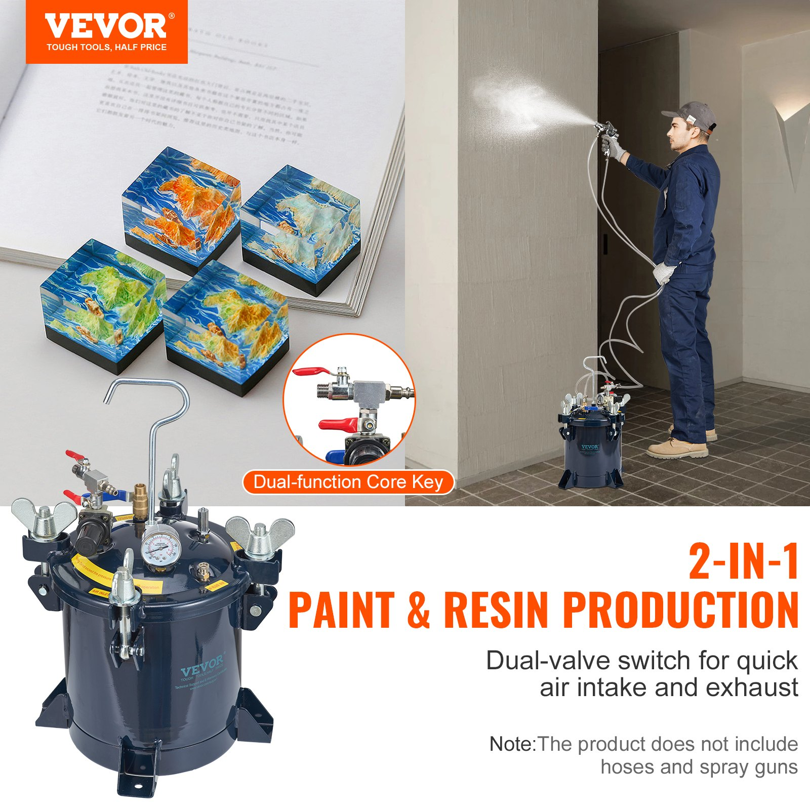10L/2.5 Gal Spray Paint Pressure Pot Tank - 70 PSI Max Air | High-Quality, Leak-