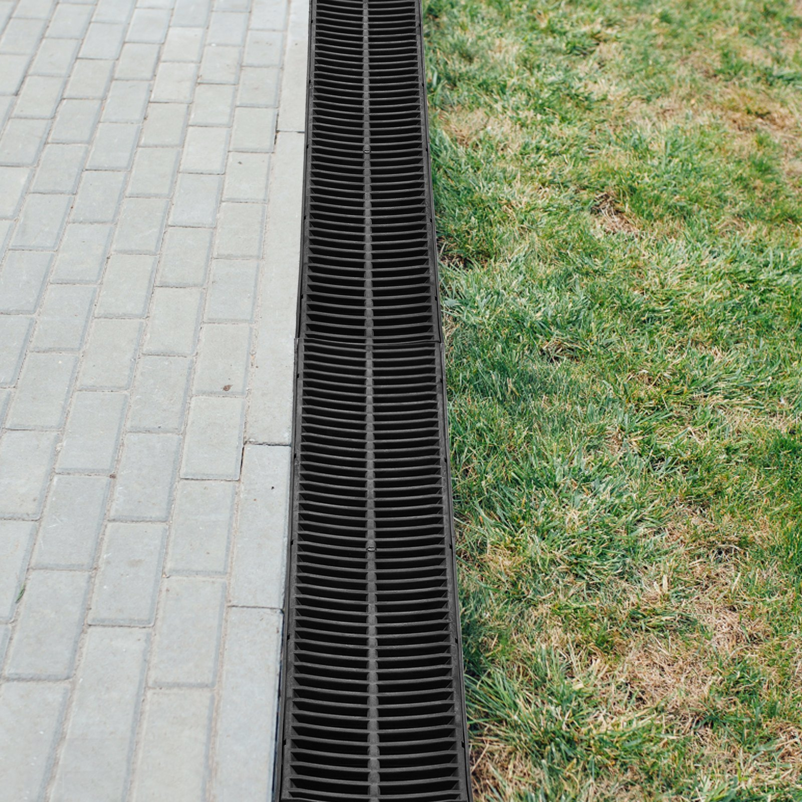 Trench Drain System, Channel Drain with Plastic Grate, Driveway-6 Pack - Picture 7 of 10