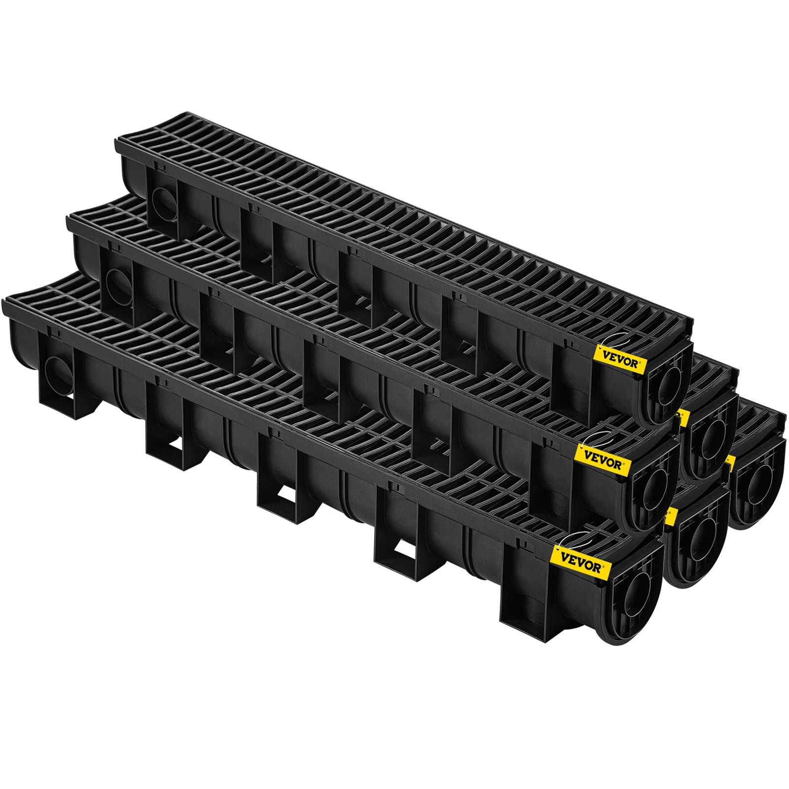 Trench Drain System, Channel Drain with Plastic Grate, Driveway-6 Pack - Picture 8 of 10