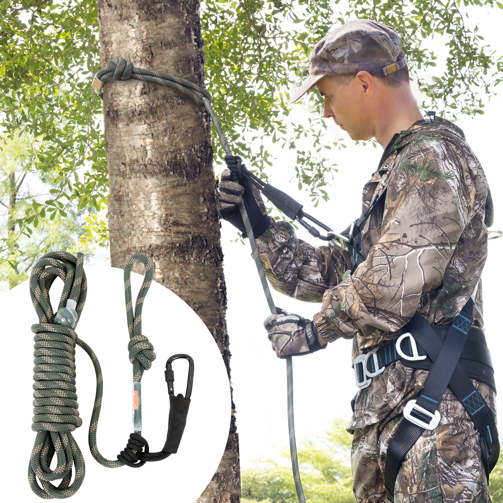Cuerda de seguridad con soporte de árbol VEVOR, para correa de árbol y escalada - Imagen 7 de 10