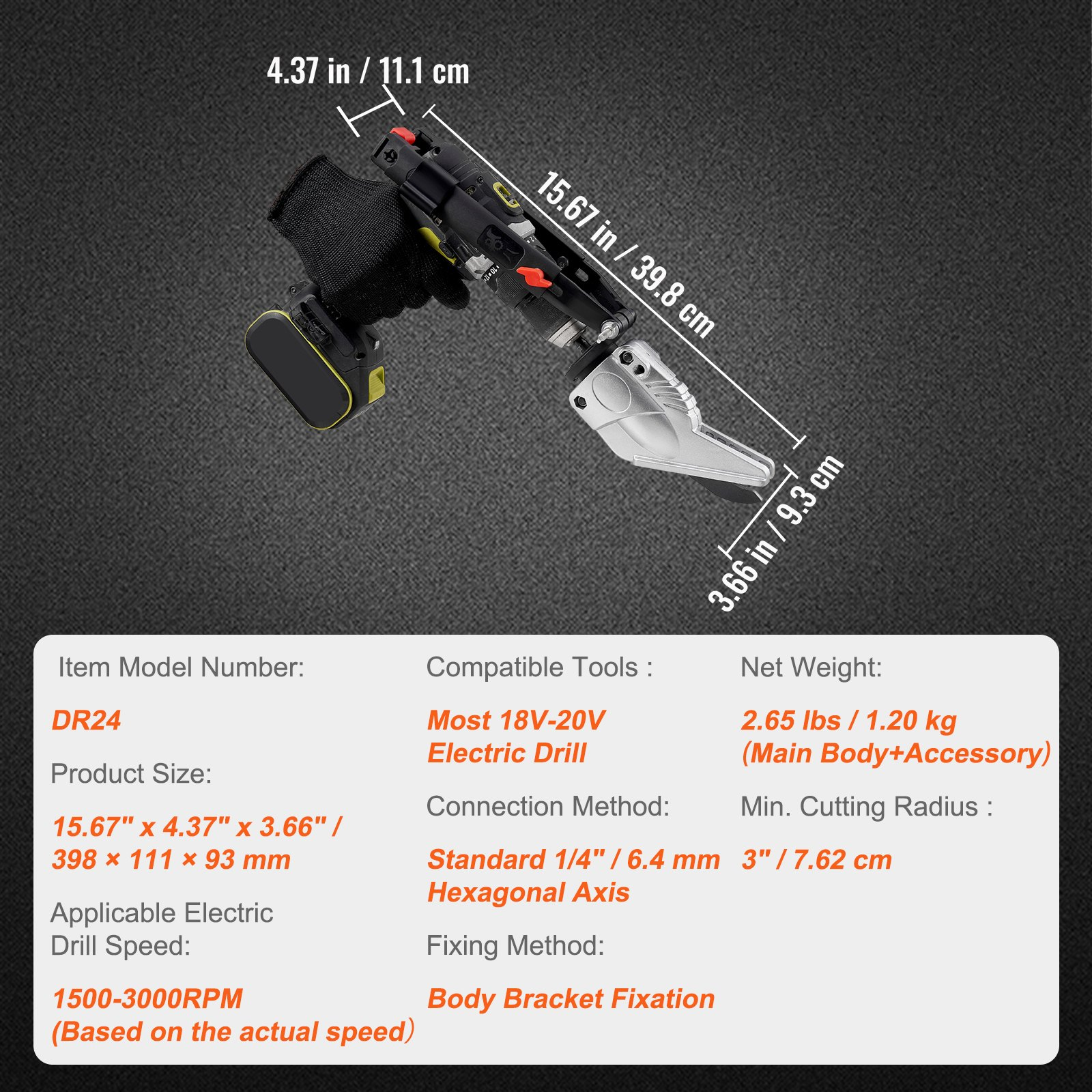 Board Cutter Drill Attachment, Board Shears Attachment, with 360 Degree Pivotin - Picture 6 of 10