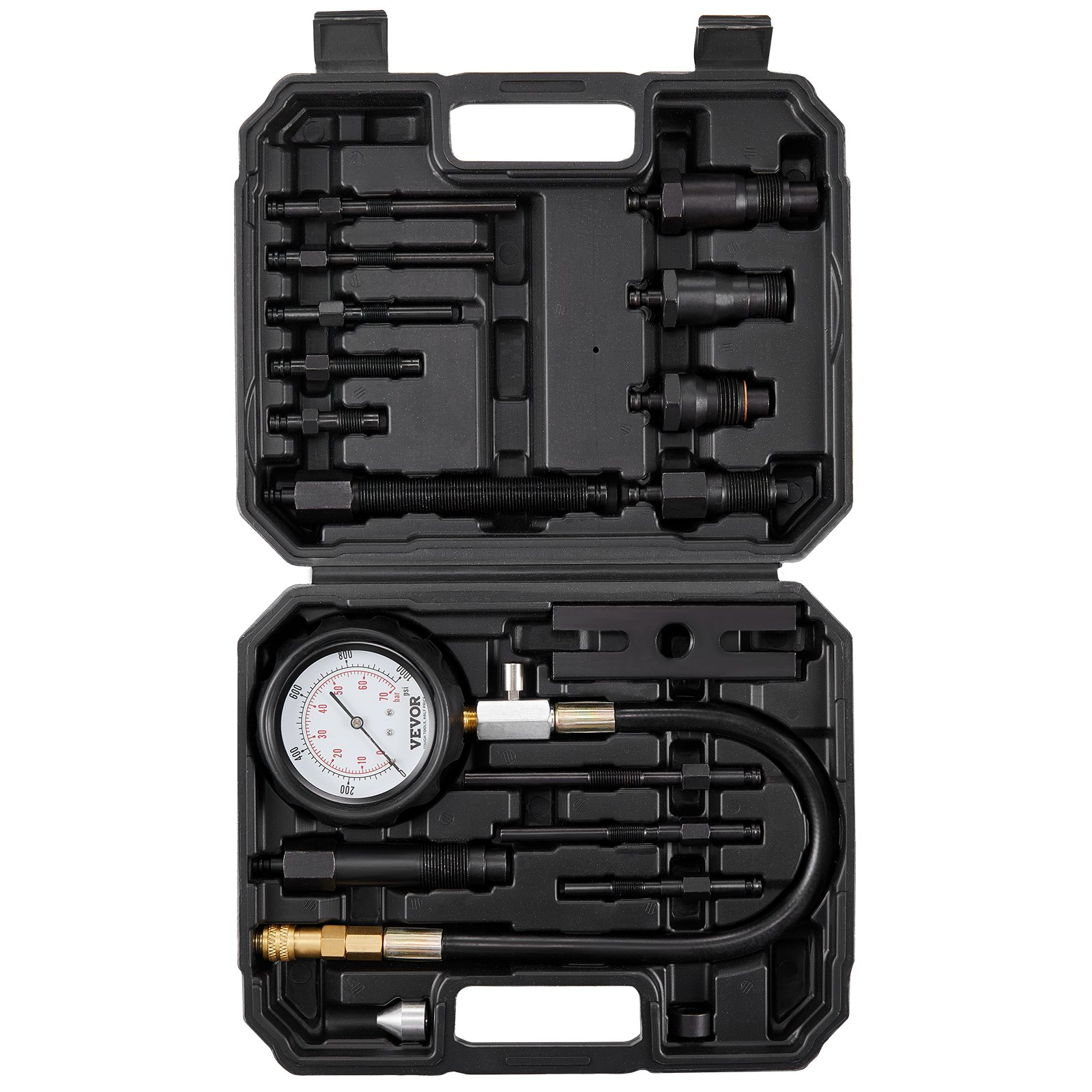 18-Pc Diesel Engine Compression Tester Kit, 0-1000 PSI Gauge & Adapters - Picture 1 of 10
