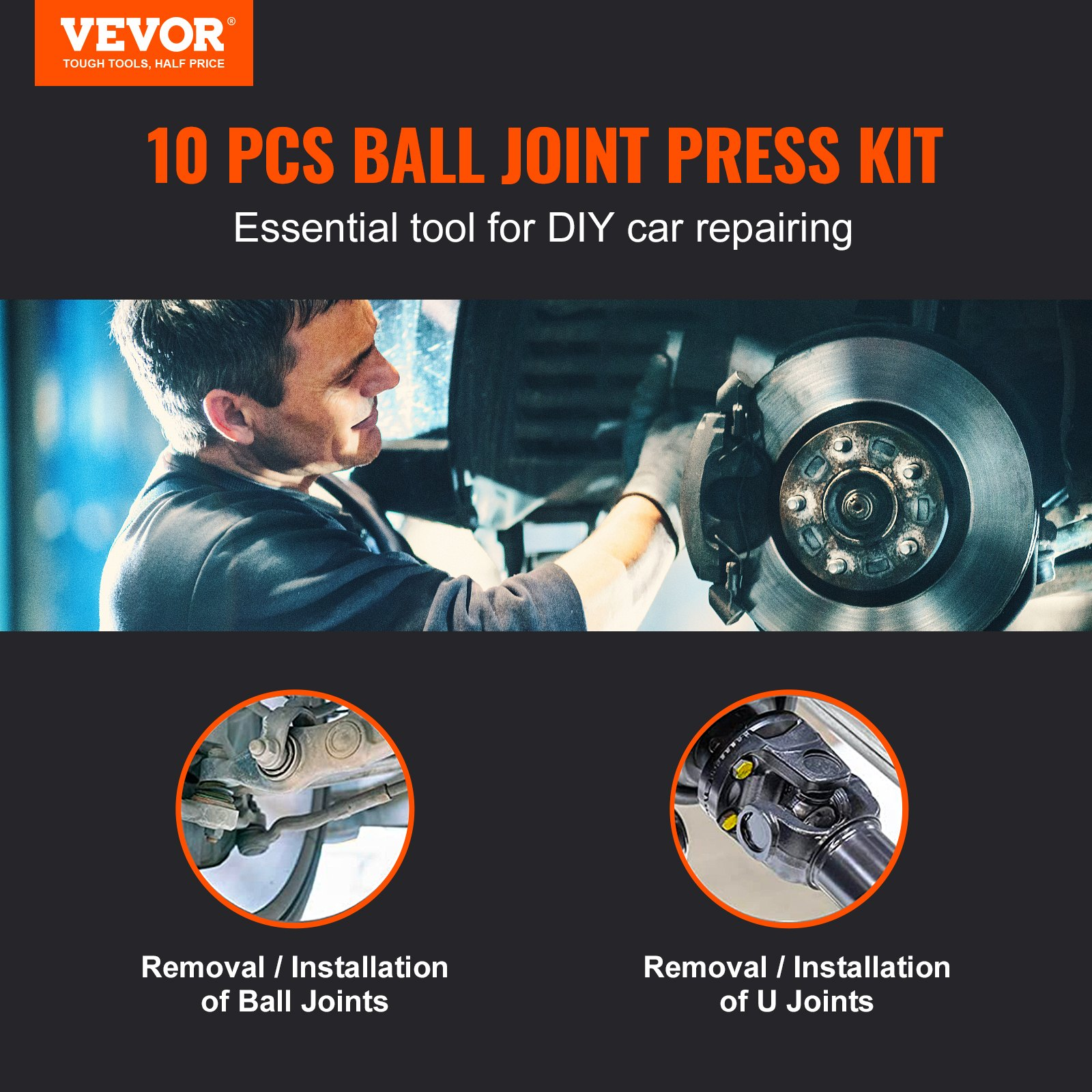 Ball Joint Press Kit C-press Ball Joint Tools 10 pcs Automotive Repair Kit - Picture 2 of 10
