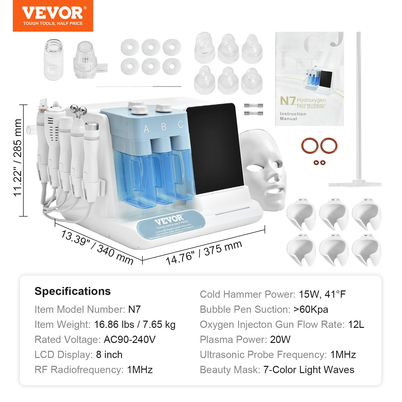 VEVOR 8 in 1 Hydrogen Oxygen Facial Machine for Spa