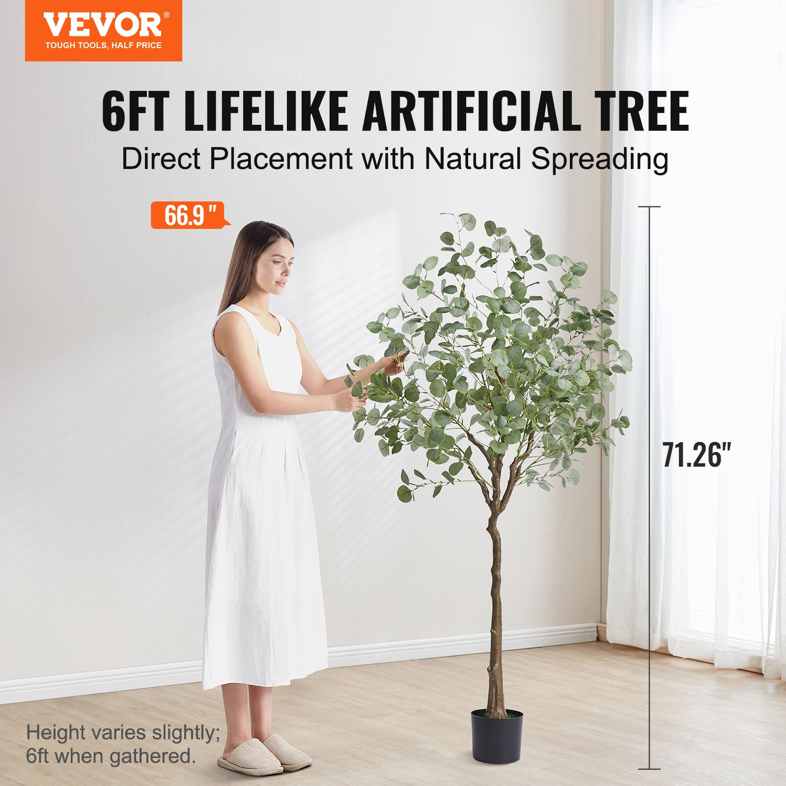 6 FT Artificial Eucalyptus Tree, Lifelike Faux Plant for Indoor/Outdoor Décor