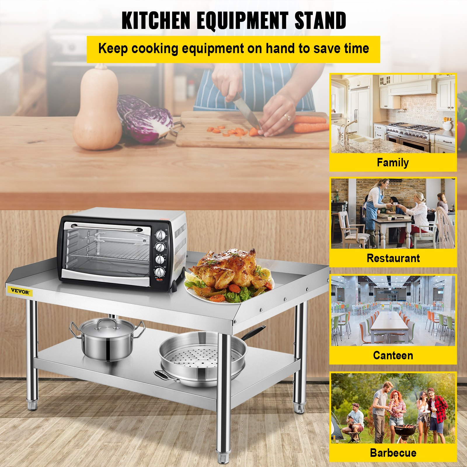 48x30x24 Stainless Steel Grill Stand Table w/ Undershelf Heavy Duty