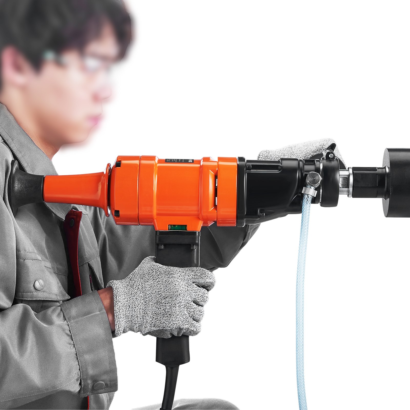 Diamond Core Drilling Machine, 4in Handheld Wet Concrete Core Drill Rig, 1500W