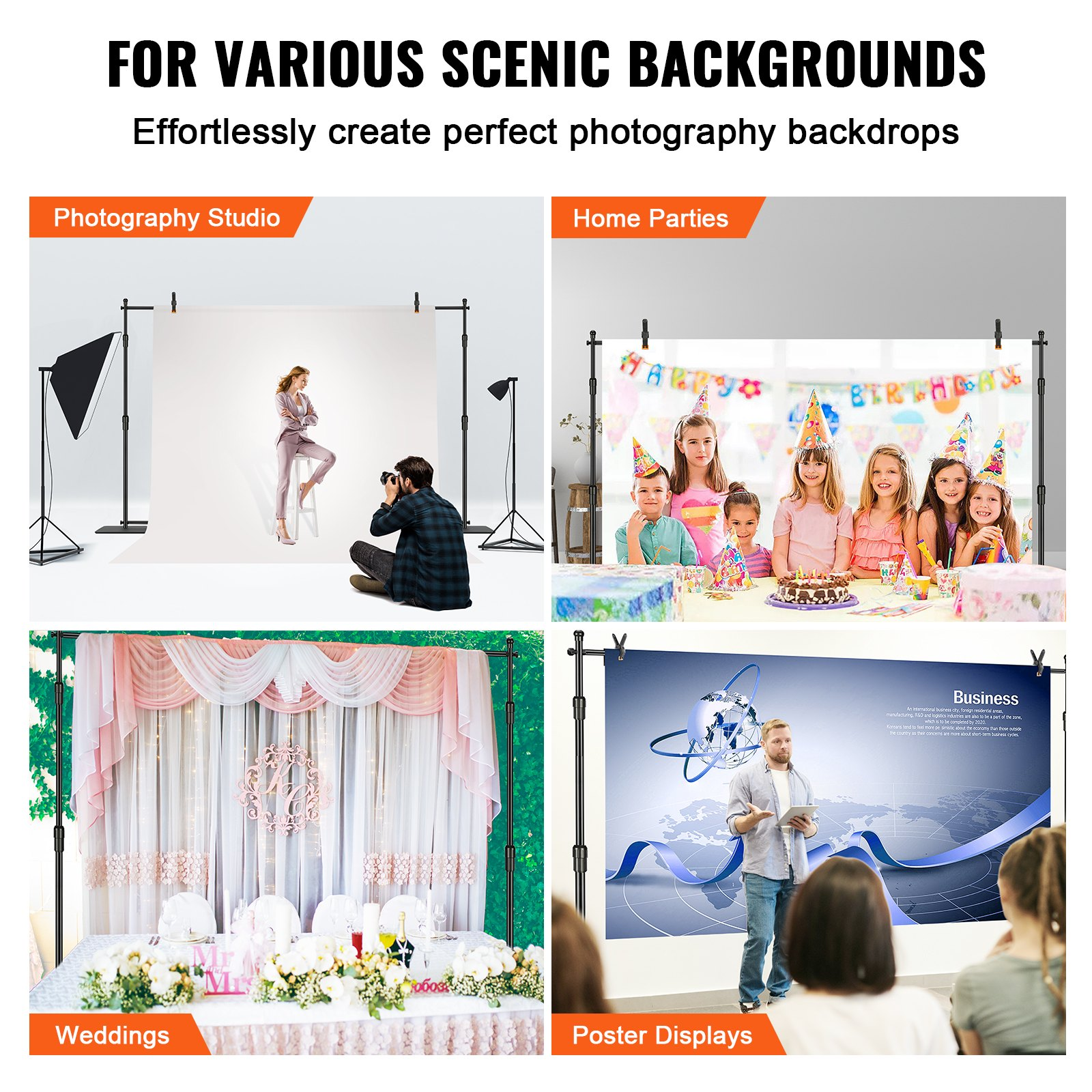 10ft x 10ft Pipe and Drape Kit - Heavy Duty Backdrop Stand with Carbon Steel Bas - Picture 6 of 12