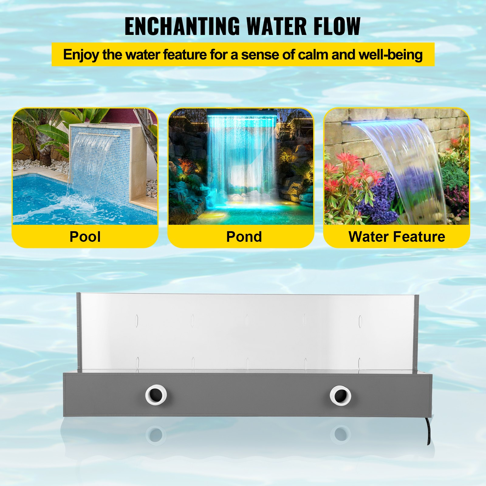 Fountain Spillway 23.6x3.2x8.1 Inch, Square