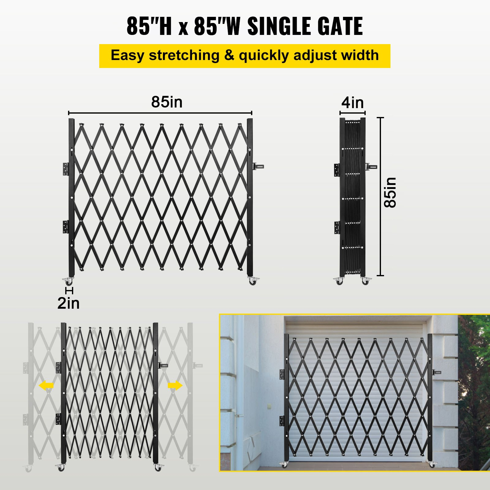 Single Folding Security Gate, Scissor Gate/Door with Padlock