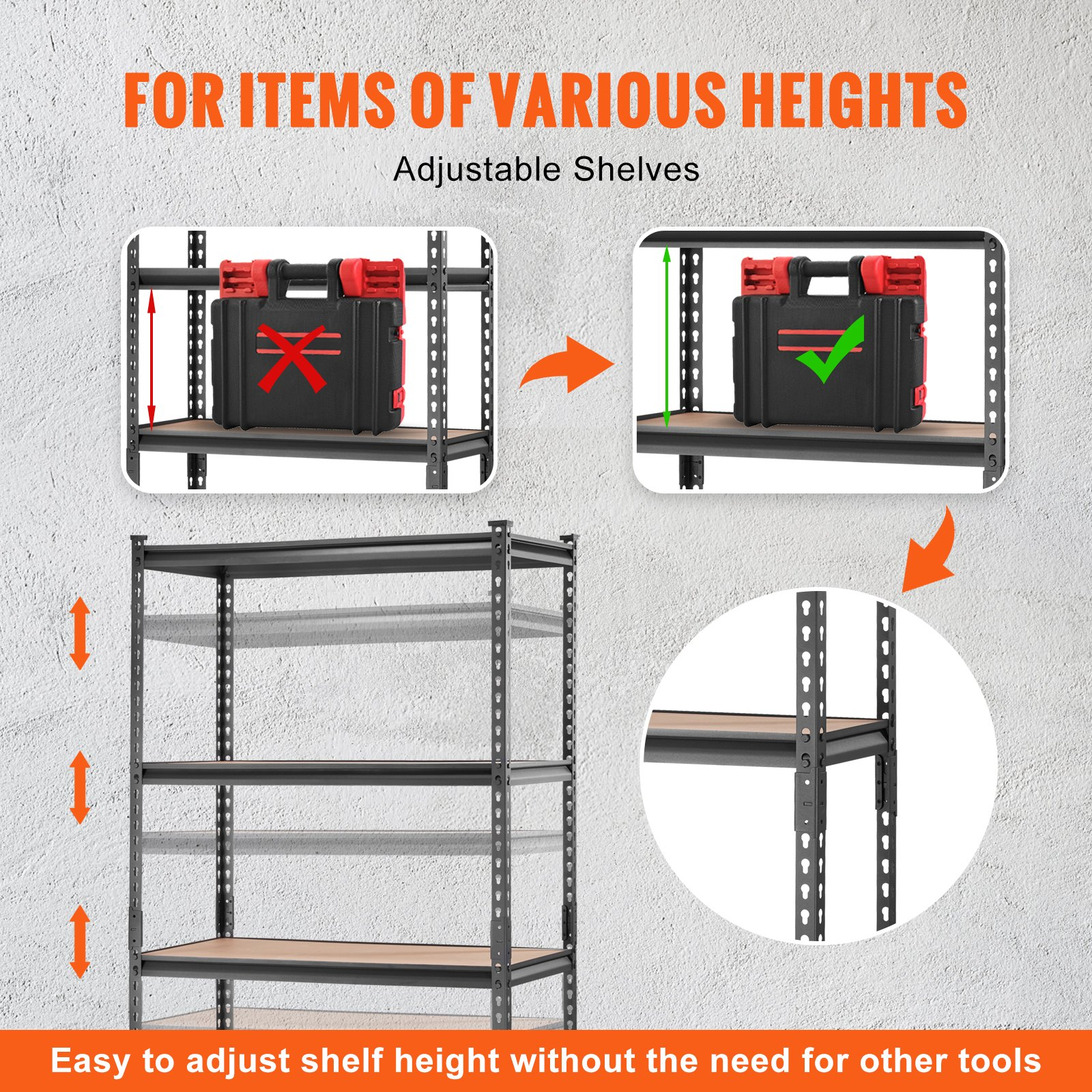 VEVOR Storage Shelving Unit - 5-Tier Adjustable Heavy Duty Garage Shelves Metal