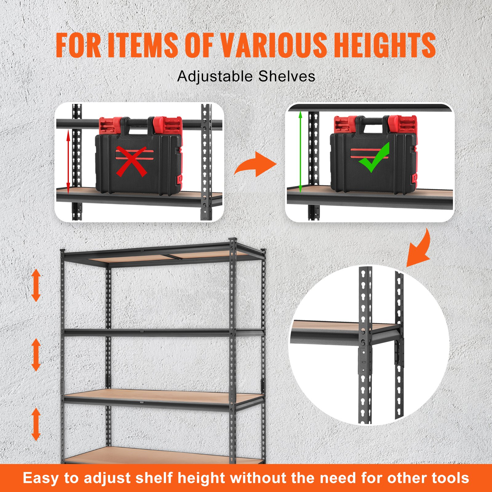 VEVOR Storage Shelving Unit, 5-Tier Adjustable, 2000 lbs Capacity, Heavy Duty Ga