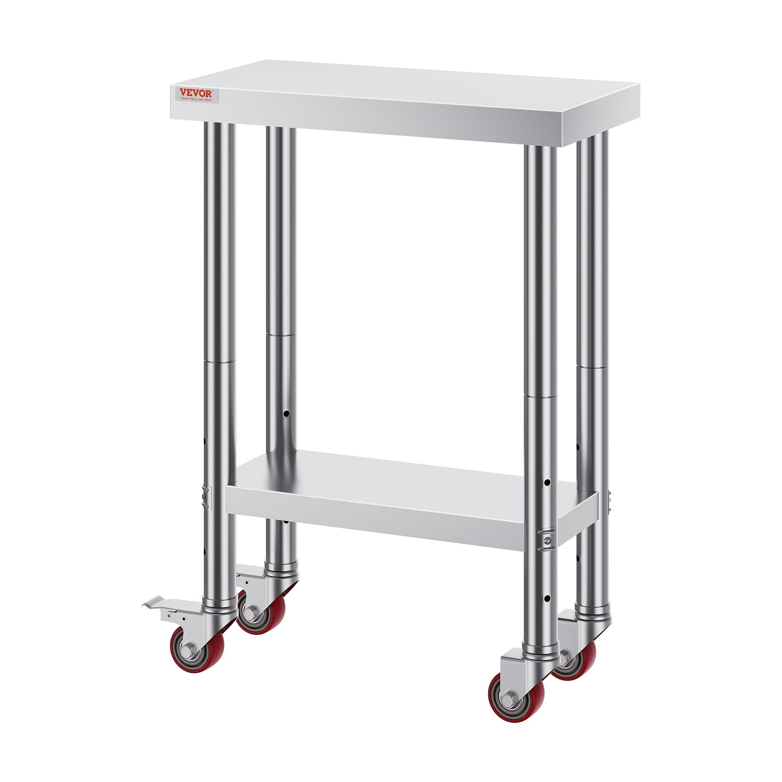 12x24 Stainless Steel Work Table w/ Wheels 700lb Capacity Adjustable Height