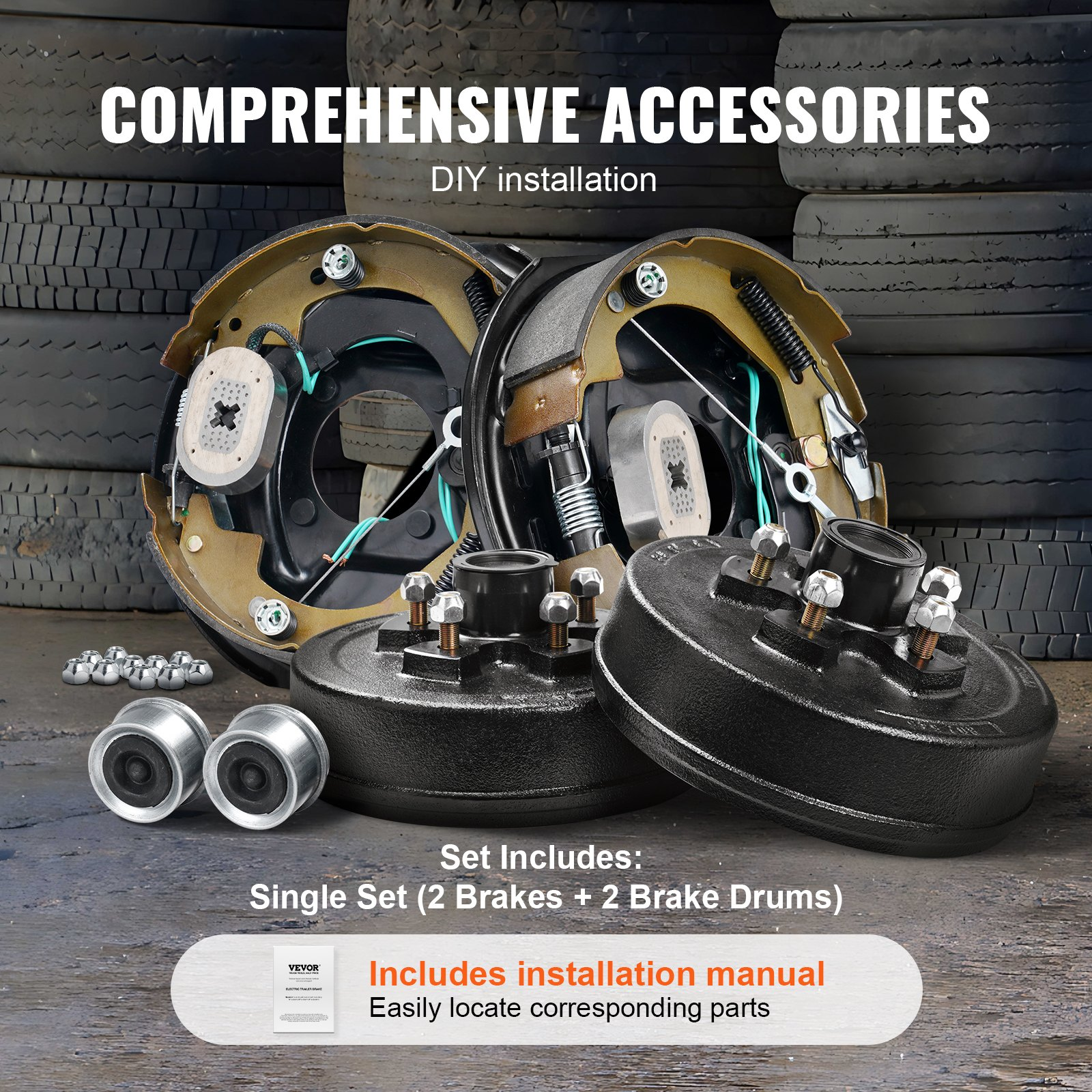 Trailer Hub Drum Kits 5 on 4.5" B.C. with 10" x 2.25" Electric Brakes - Picture 3 of 12