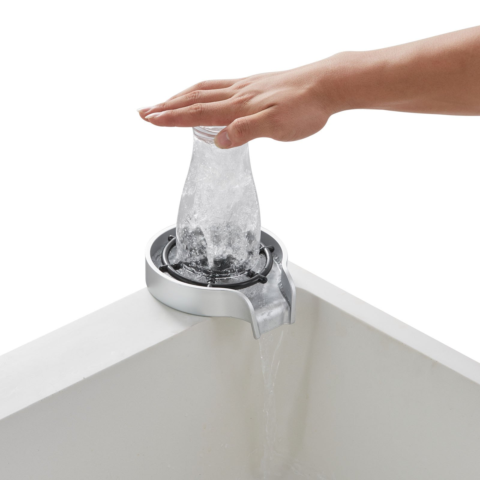 Glass Rinser, Wine Glass (Silver-White Base)