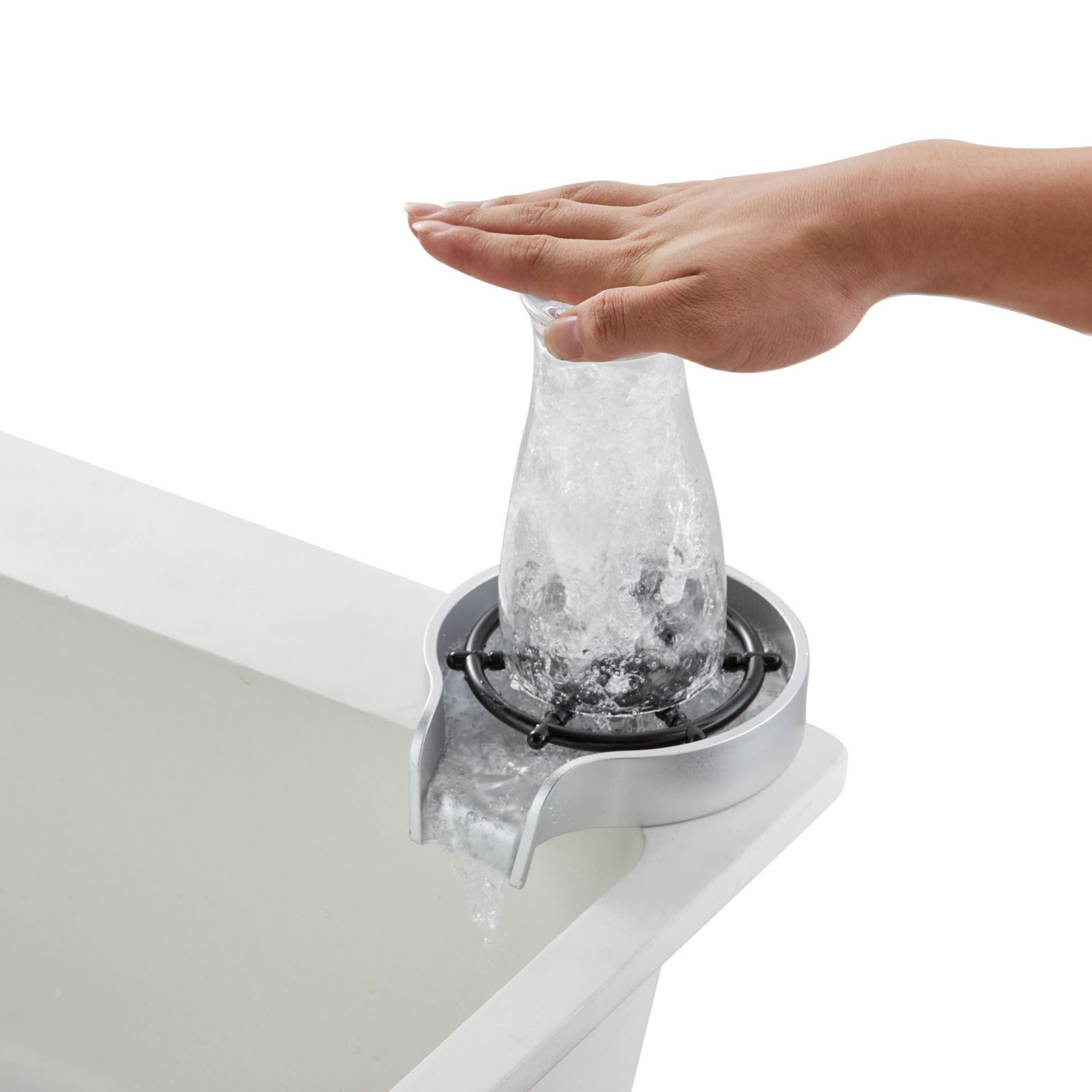 Glass Rinser, Wine Glass (Silver-White Base)