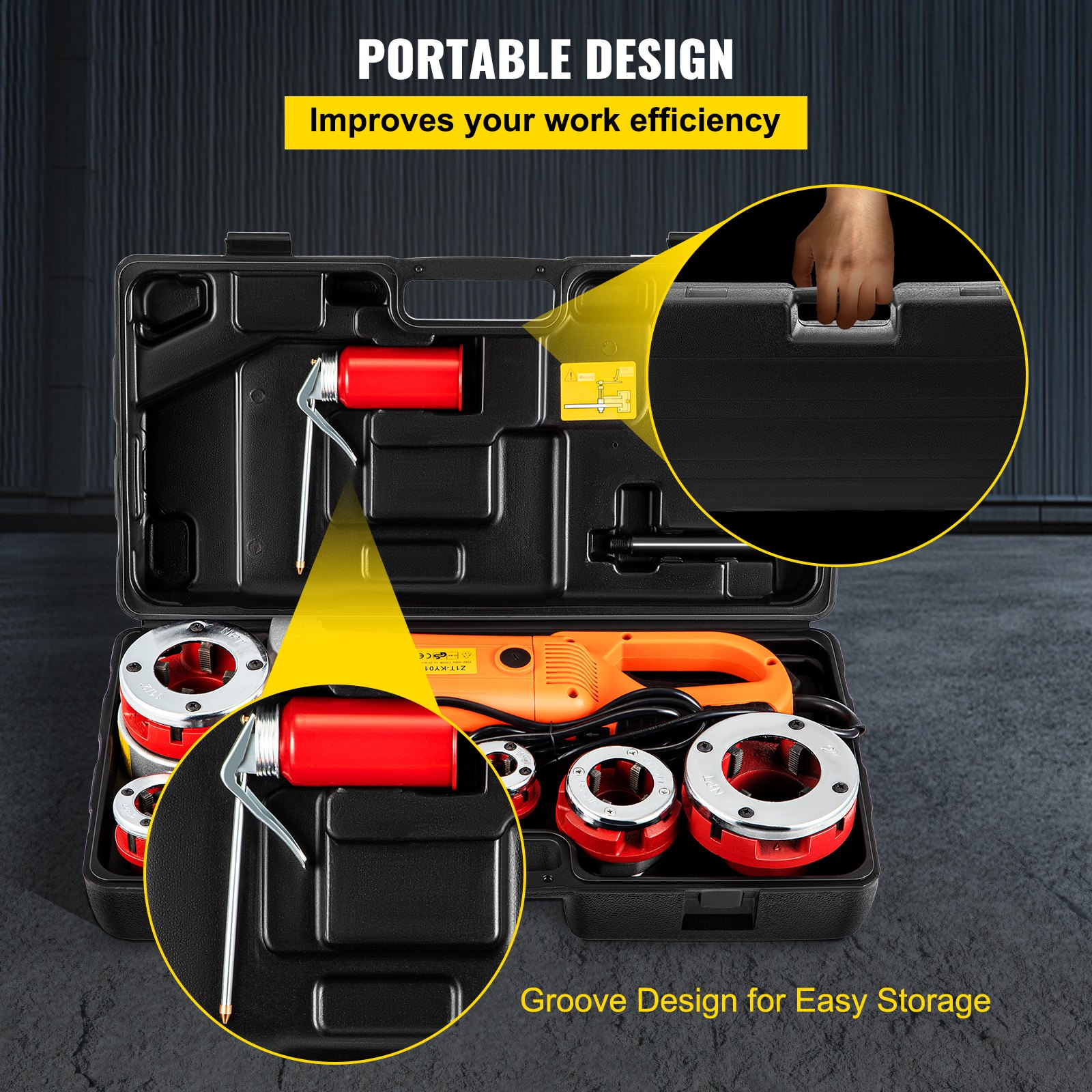 Electric Pipe Threader, 2300W Pipe Threading Machine with 6 Dies 1/2"-2", 110V
