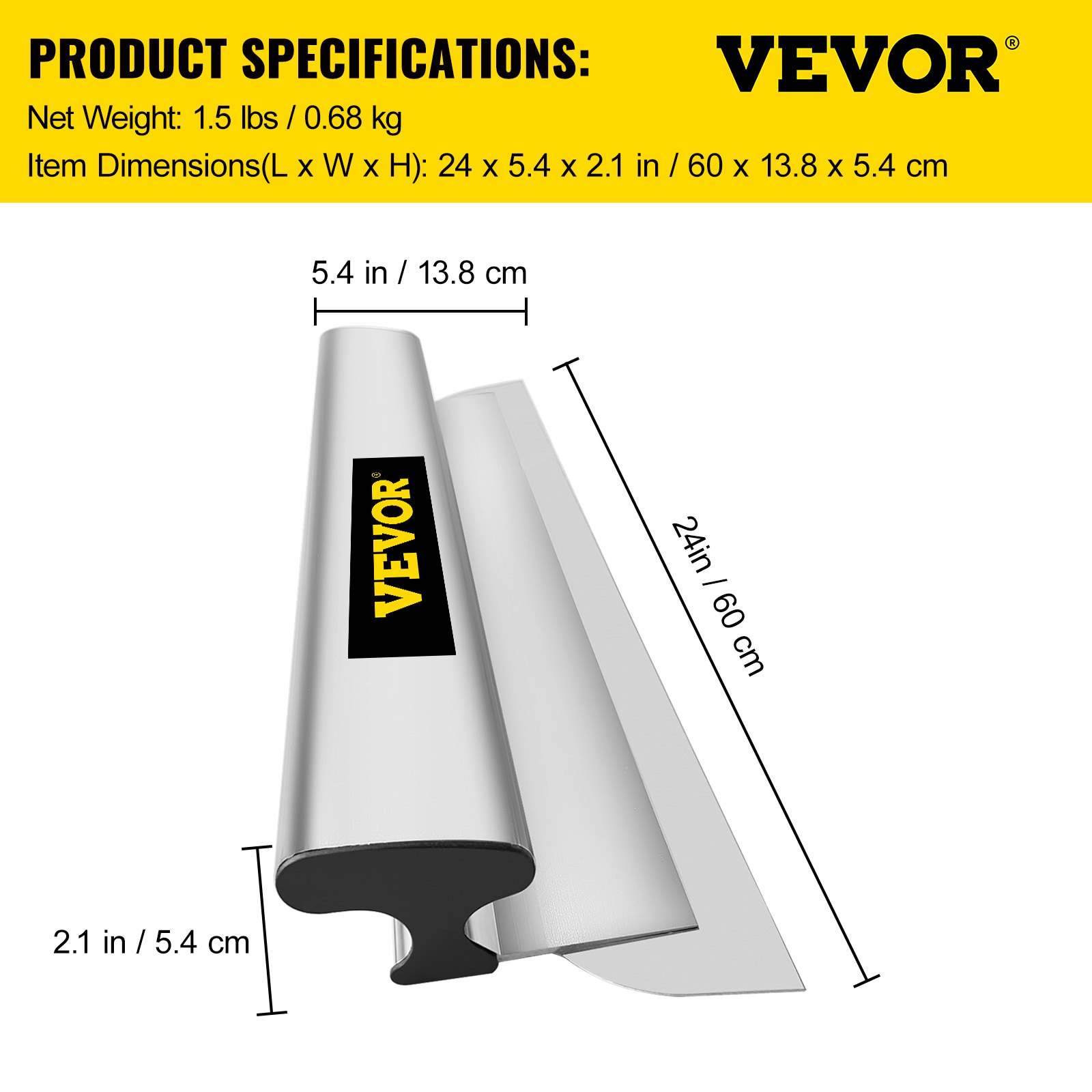 VEVOR Skimming Blade,24 inch Smoothing Knife, European Stainless Steel Construct