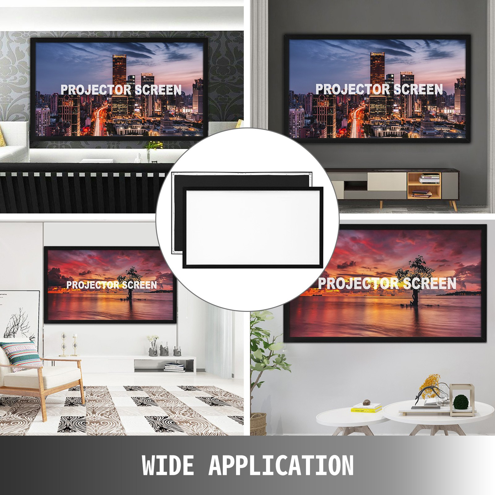 Projection Screen 120inch 16:9 Movie Screen Fixed Frame 3D Projector Screen for