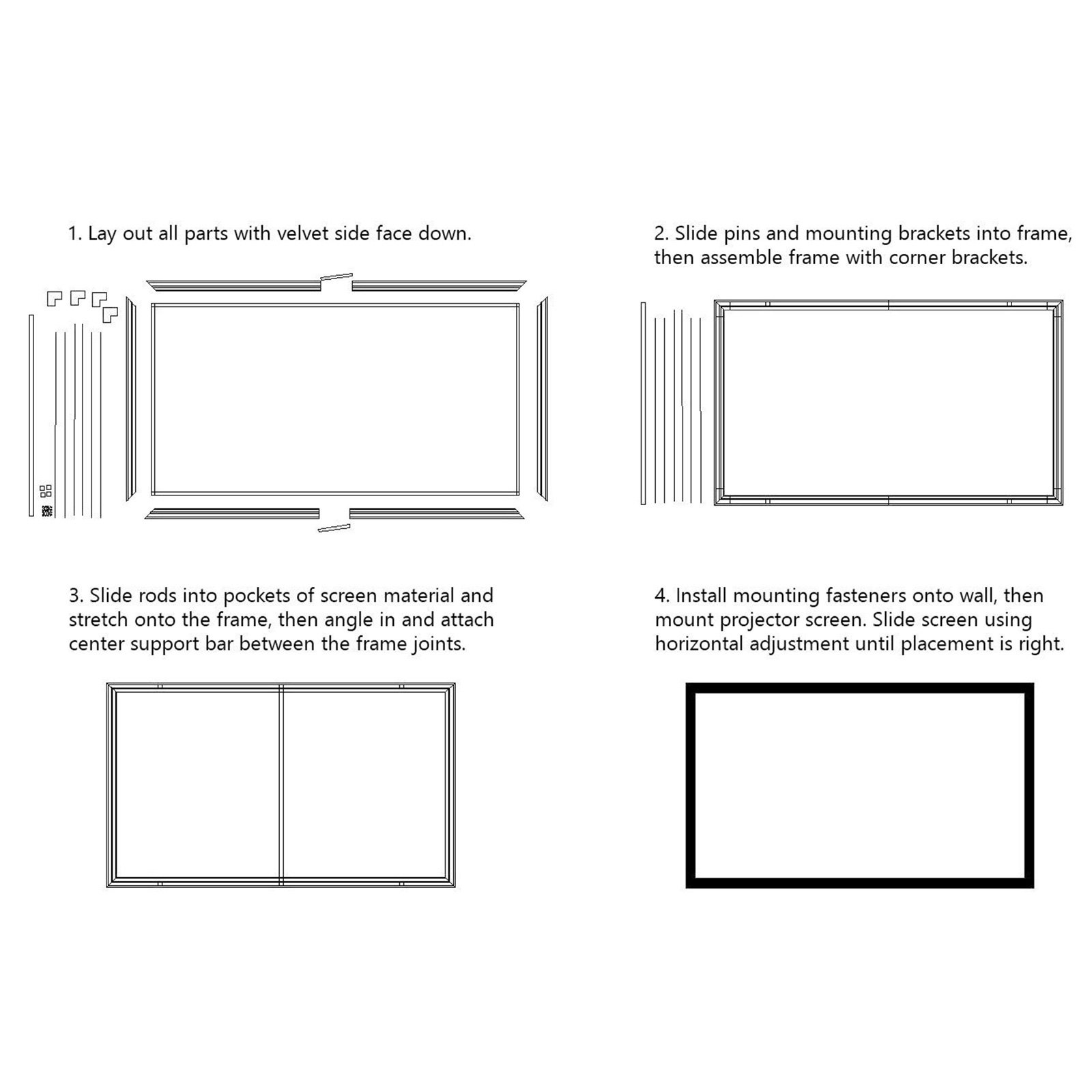 Projection Screen 120inch 16:9 Movie Screen Fixed Frame 3D Projector Screen for