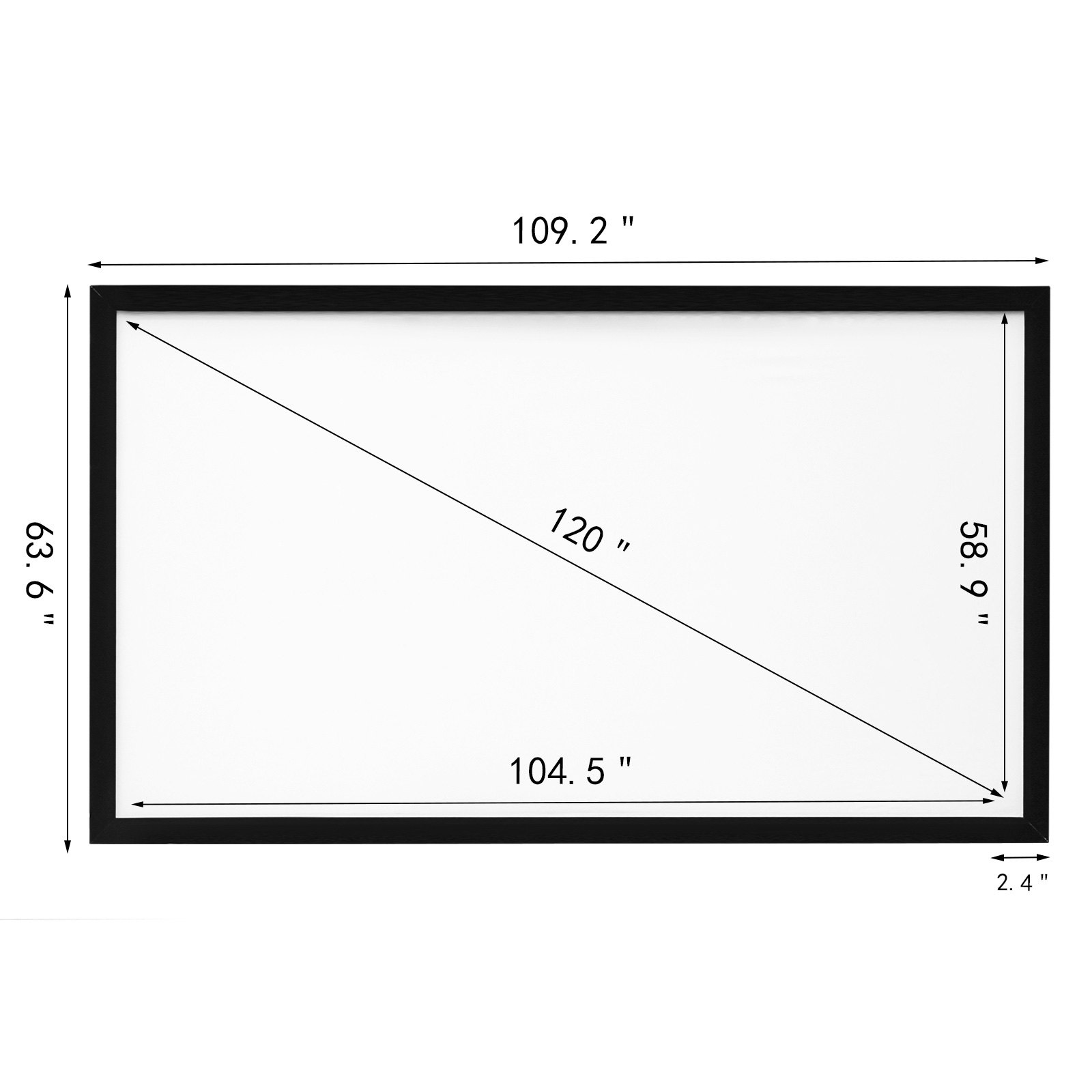 Projection Screen 120inch 16:9 Movie Screen Fixed Frame 3D Projector Screen for