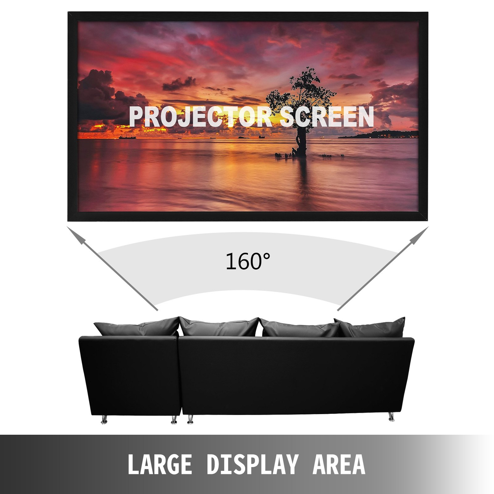 Projection Screen 120inch 16:9 Movie Screen Fixed Frame 3D Projector Screen for