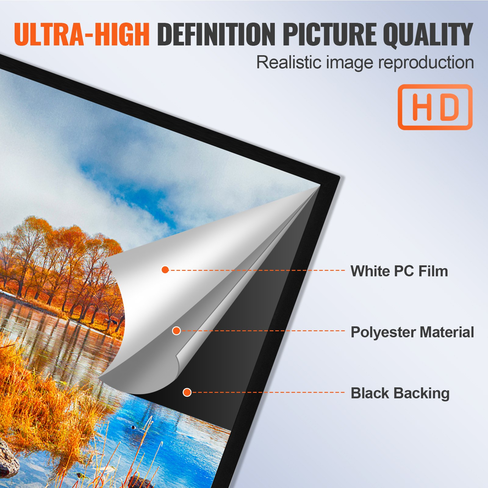 Projection Screen 120inch 16:9 Movie Screen Fixed Frame 3D Projector Screen for