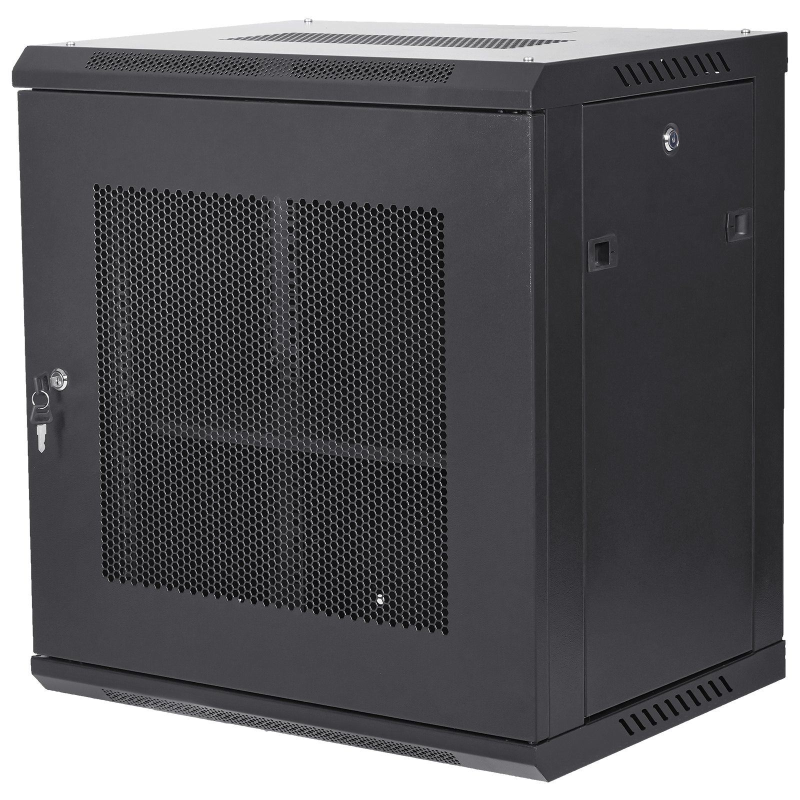 12U Wall Mount Server Cabinet 15.5" Deep, 200lbs Capacity, Locking Door & Panels