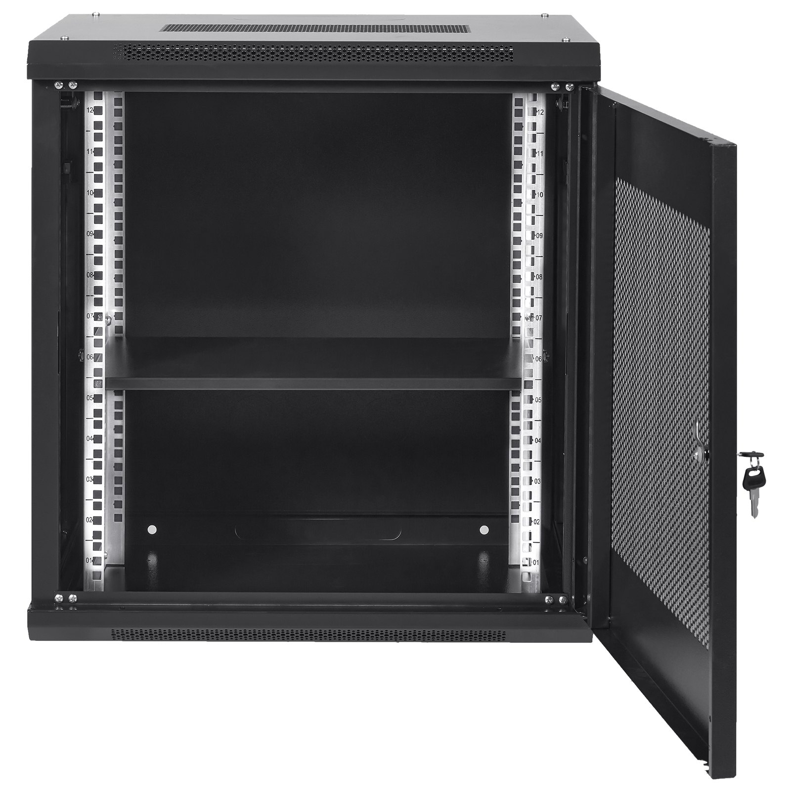 12U Wall Mount Server Cabinet 15.5" Deep, 200lbs Capacity, Locking Door & Panels