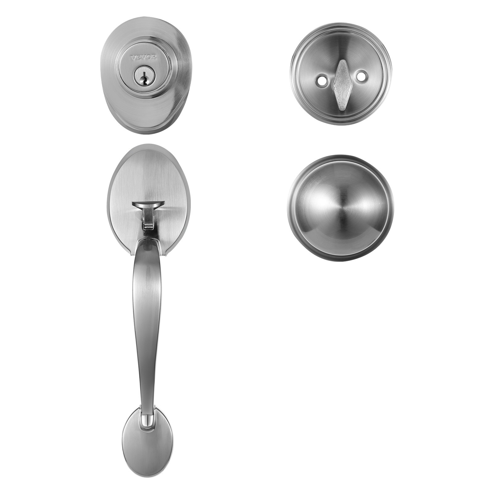 Haustürgriff und Riegel Set, Satin Nickel Haustürschloss Set mit Inter - Bild 9 von 10