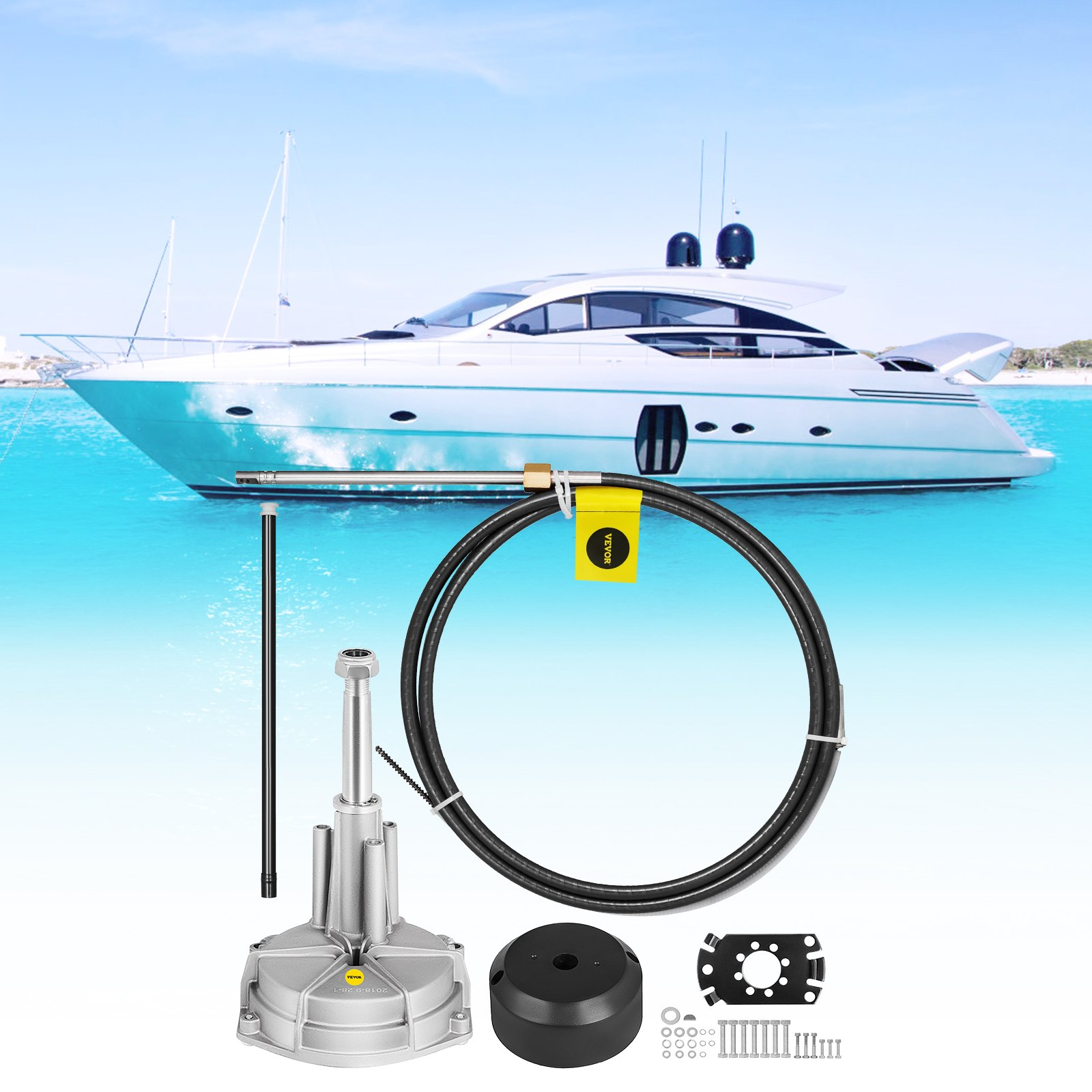 Boat Steering Cables 12' Outboard Rotary Steering Kit 12 Feet Boat Steering kit - Picture 7 of 10