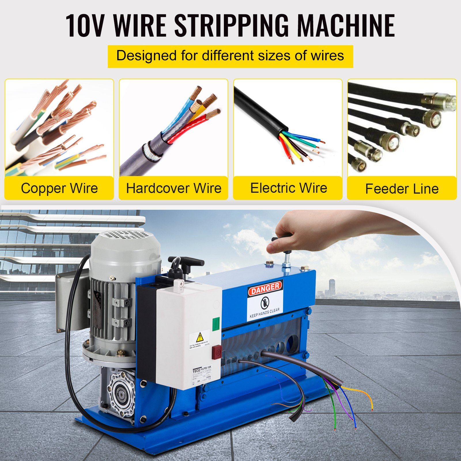 VEVOR Cable Wire Stripping Machine 18 AWG - 1" OD Wire Range, Portable Powered W