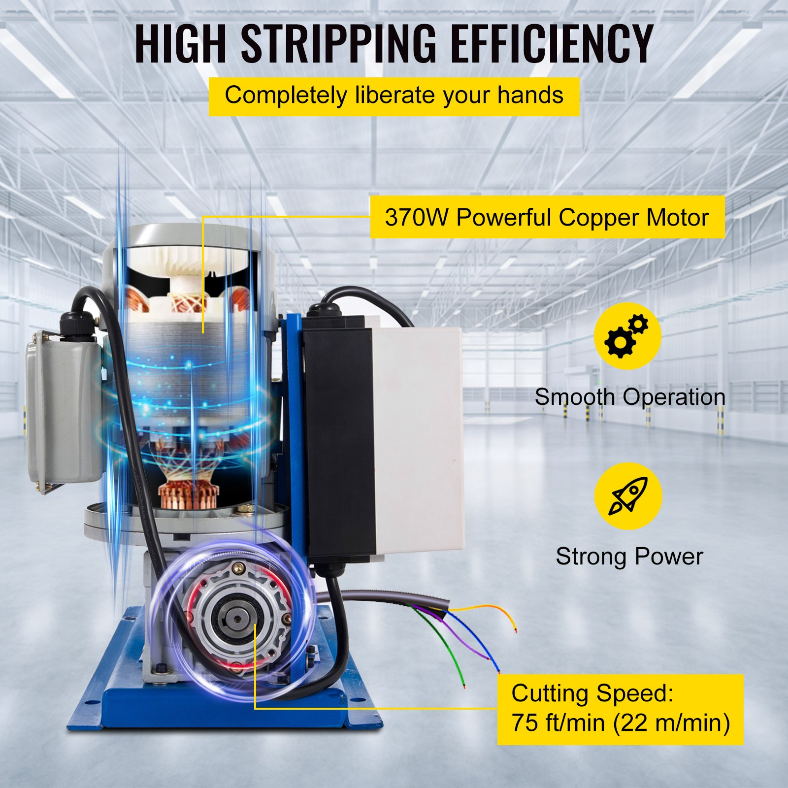 VEVOR Cable Wire Stripping Machine 18 AWG - 1" OD Wire Range, Portable Powered W