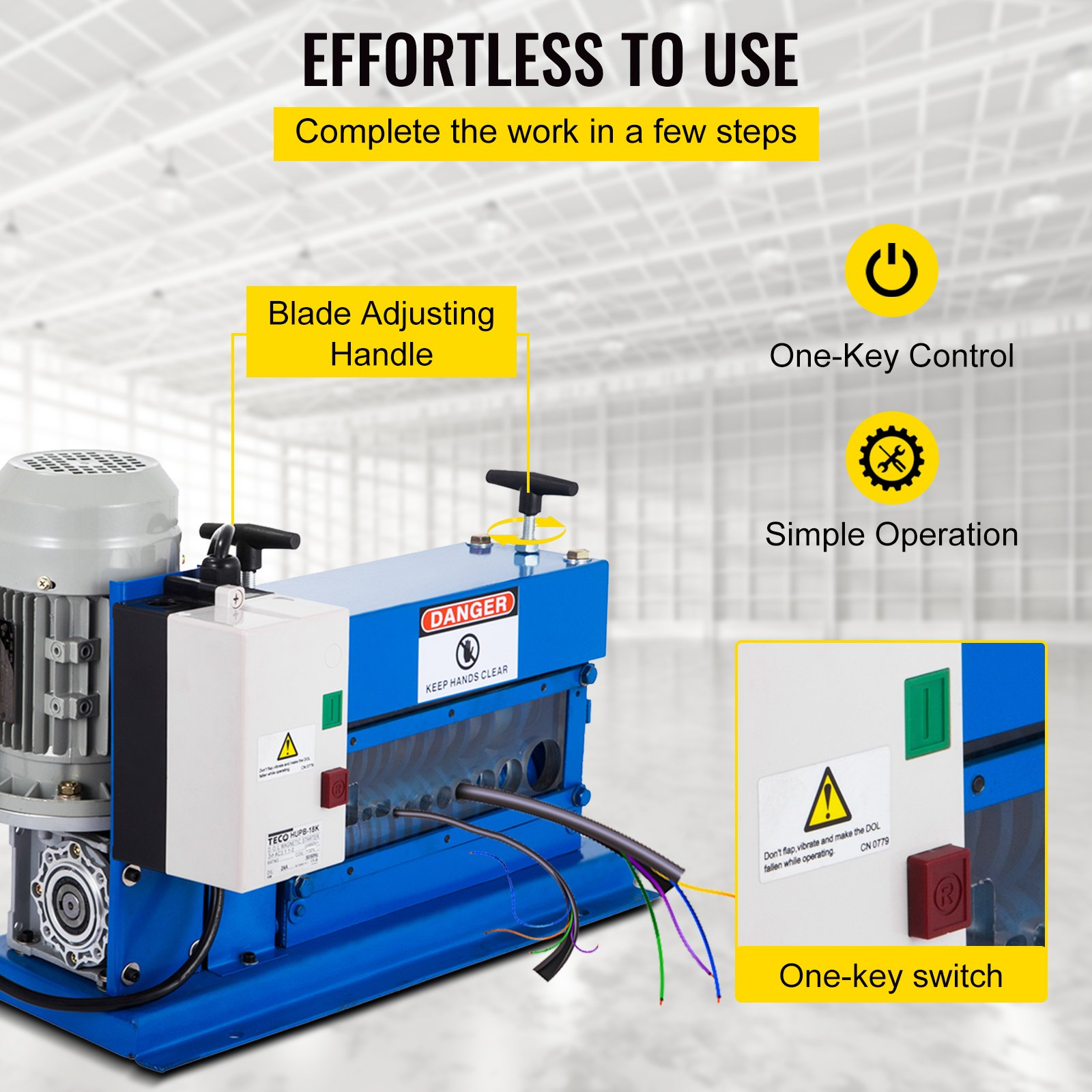 VEVOR Cable Wire Stripping Machine 18 AWG - 1" OD Wire Range, Portable Powered W
