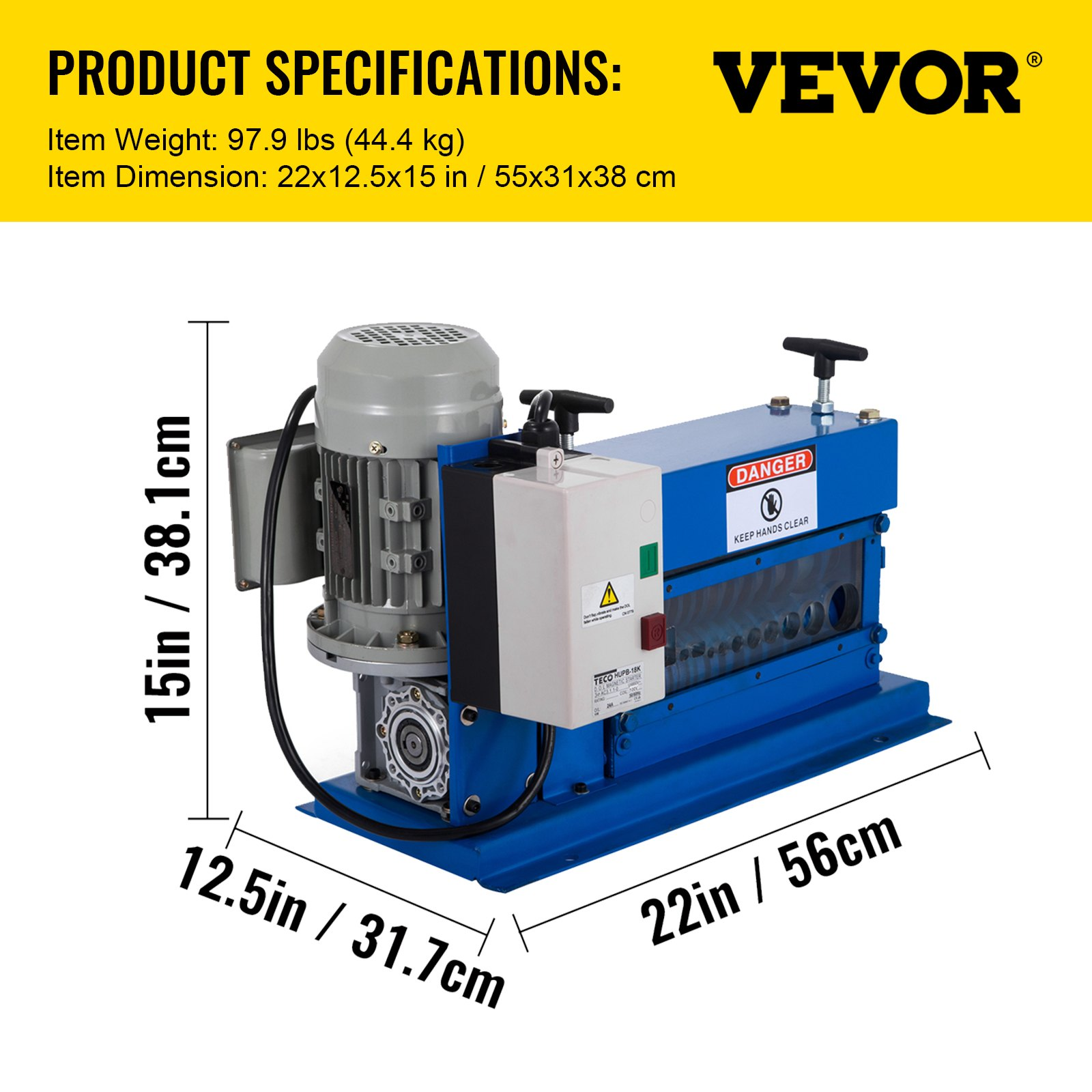 VEVOR Cable Wire Stripping Machine 18 AWG - 1" OD Wire Range, Portable Powered W