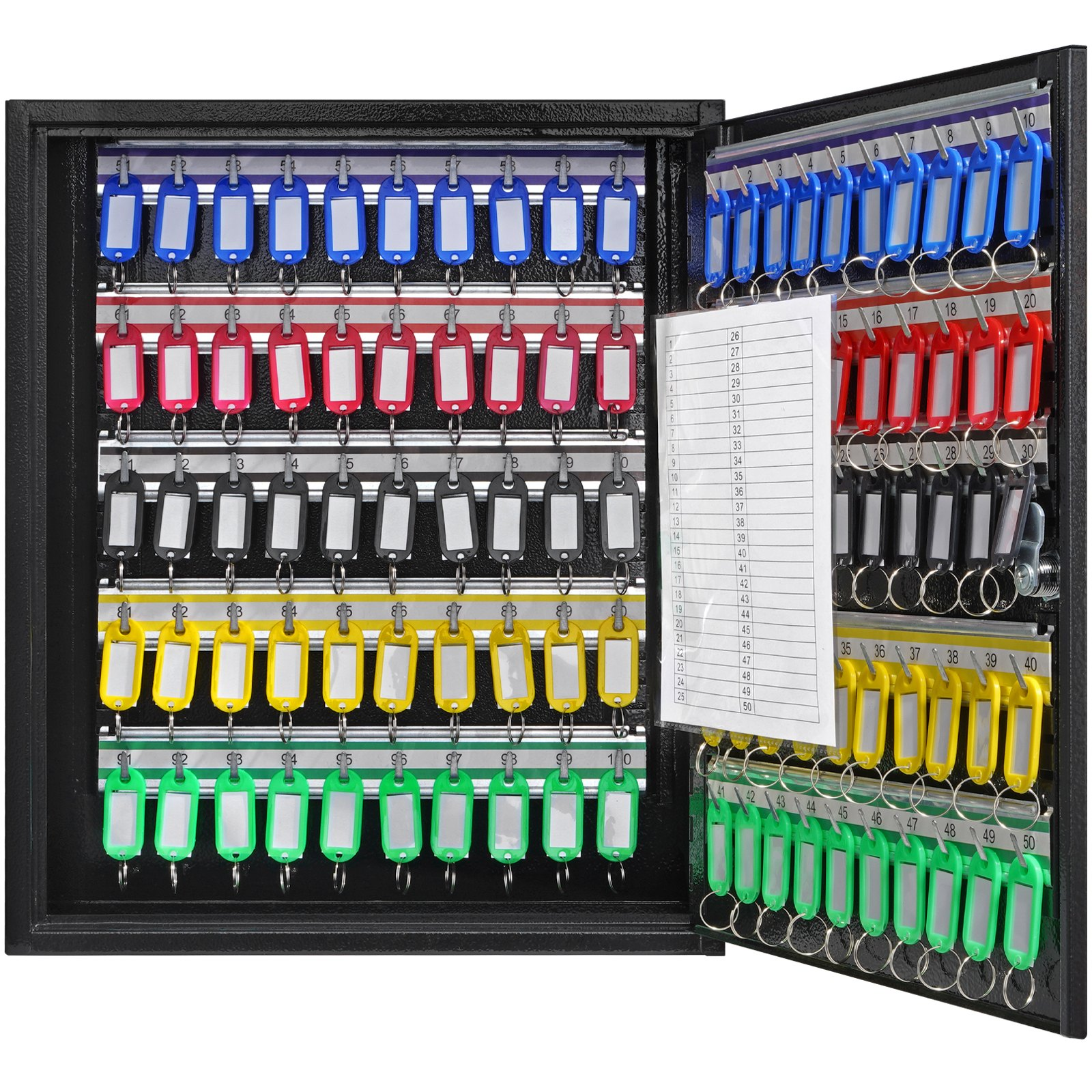 100-Key Cabinet Lock Box, Adjustable Racks, Steel Security Organizer