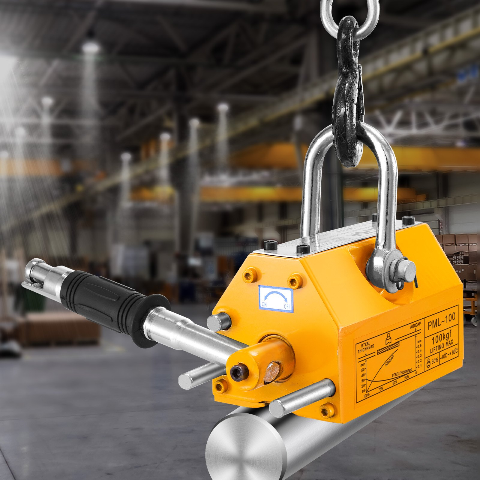 Elevador magnético VEVOR, 220 lbs/100 kg capacidad de tracción, factor de seguridad 2,5, tabla - Imagen 8 de 11