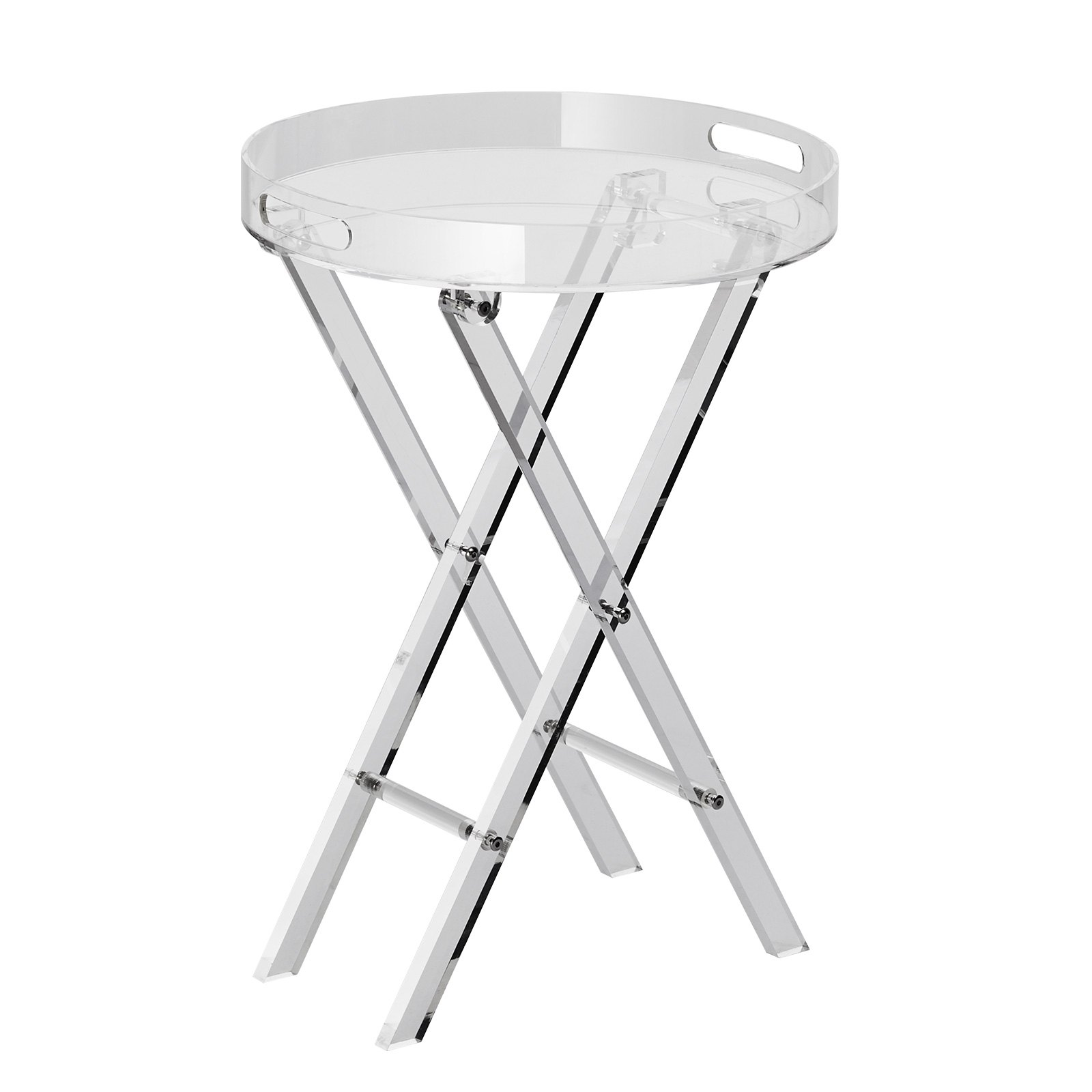 VEVOR Acrylic Folding Tray Table, Acrylic End Table with Folding X Leg, Clear Ac