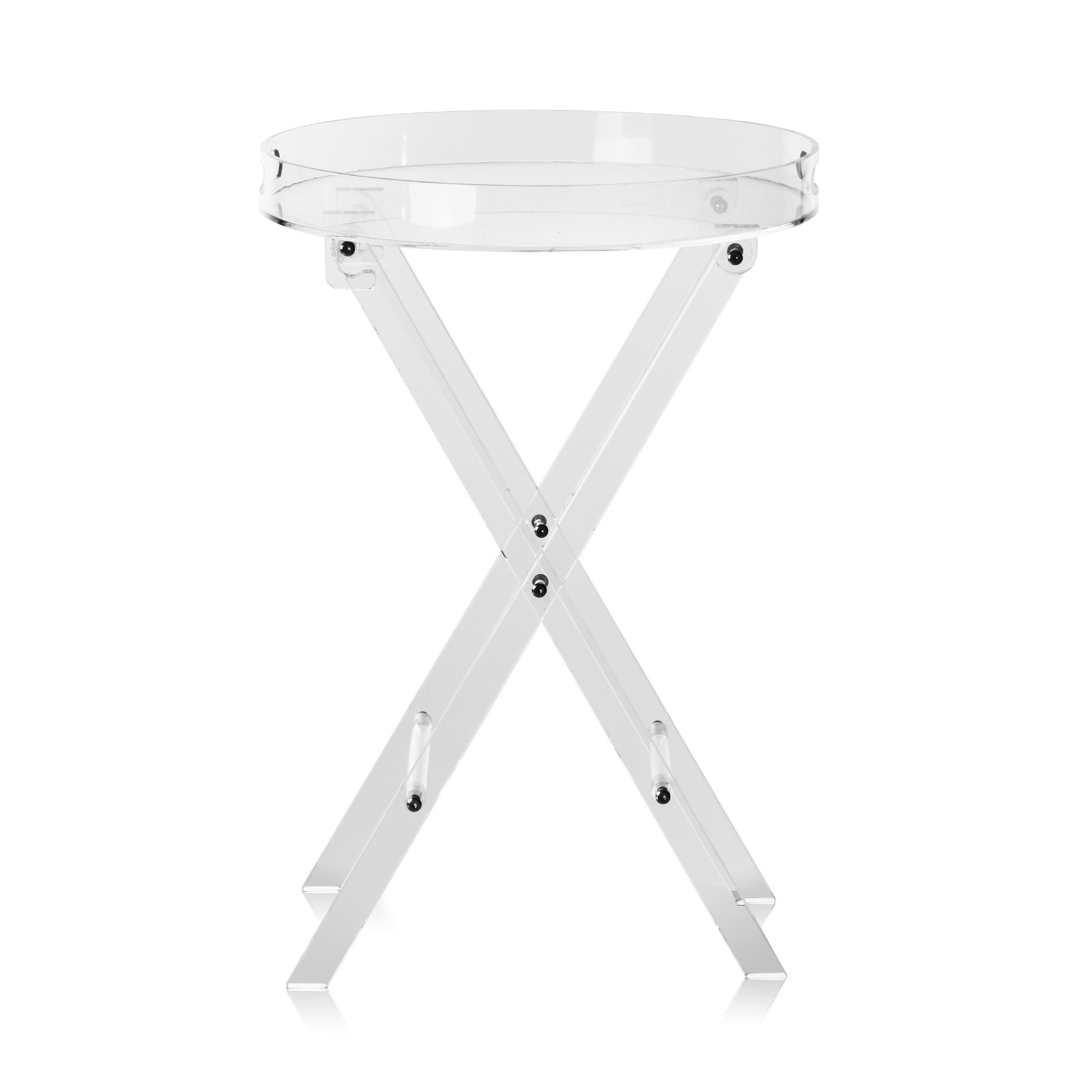 VEVOR Acrylic Folding Tray Table, Acrylic End Table with Folding X Leg, Clear Ac