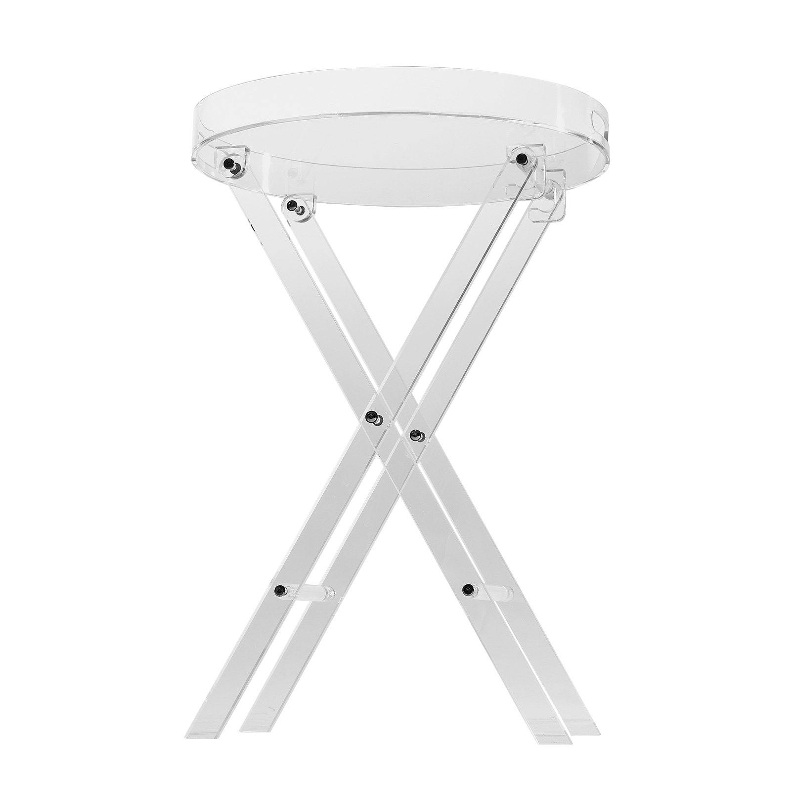 VEVOR Acrylic Folding Tray Table, Acrylic End Table with Folding X Leg, Clear Ac