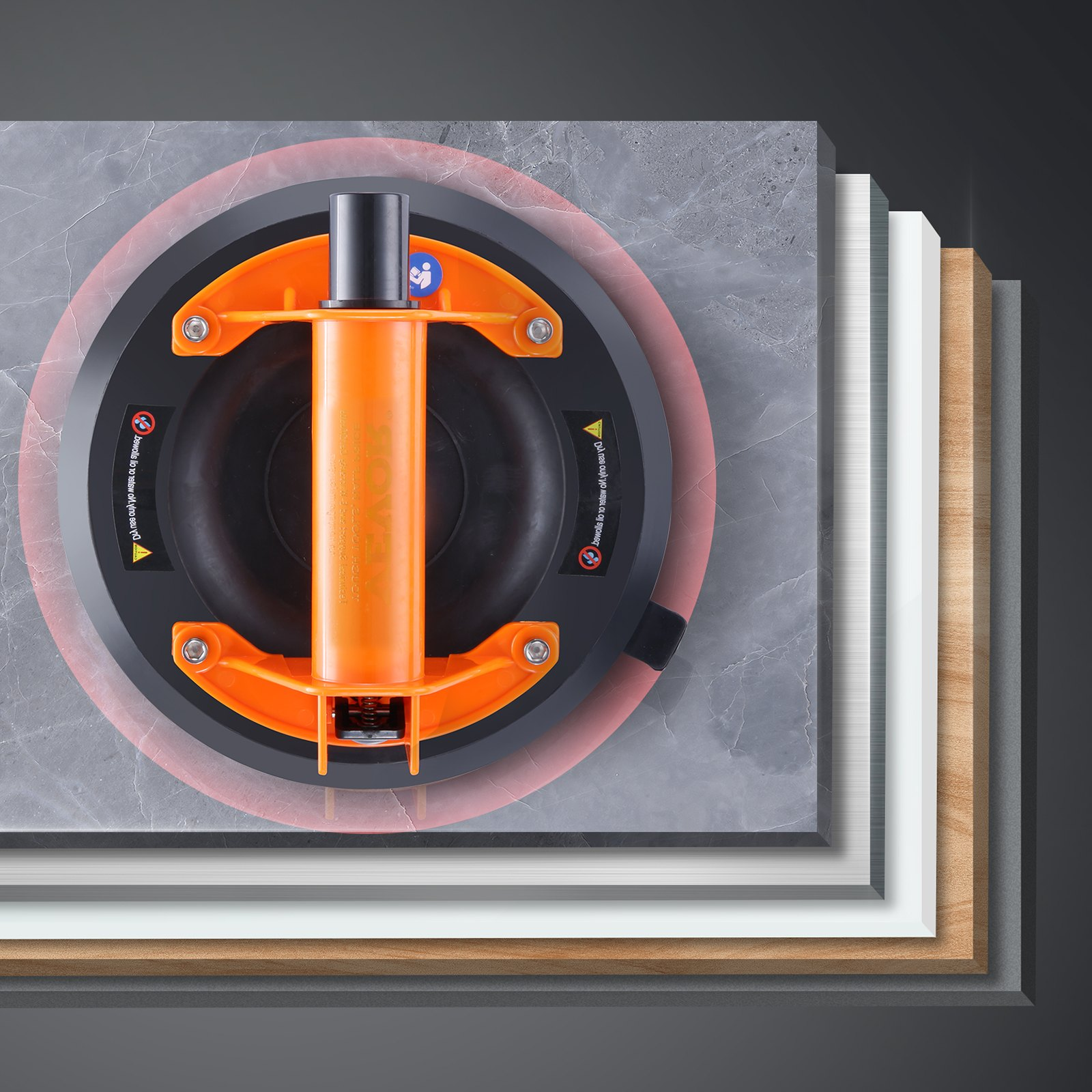 VEVOR Glass Suction Cup, 8" 615 lbs Load Capacity, Wood Panel Lifting