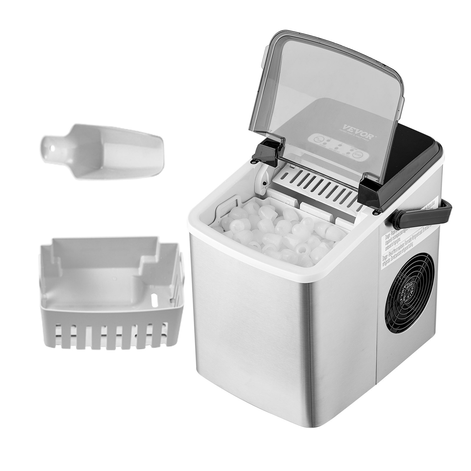 VEVOR Countertop Ice Maker - Quick 7-Min Ice Cubes, 26lbs Daily Production, Self