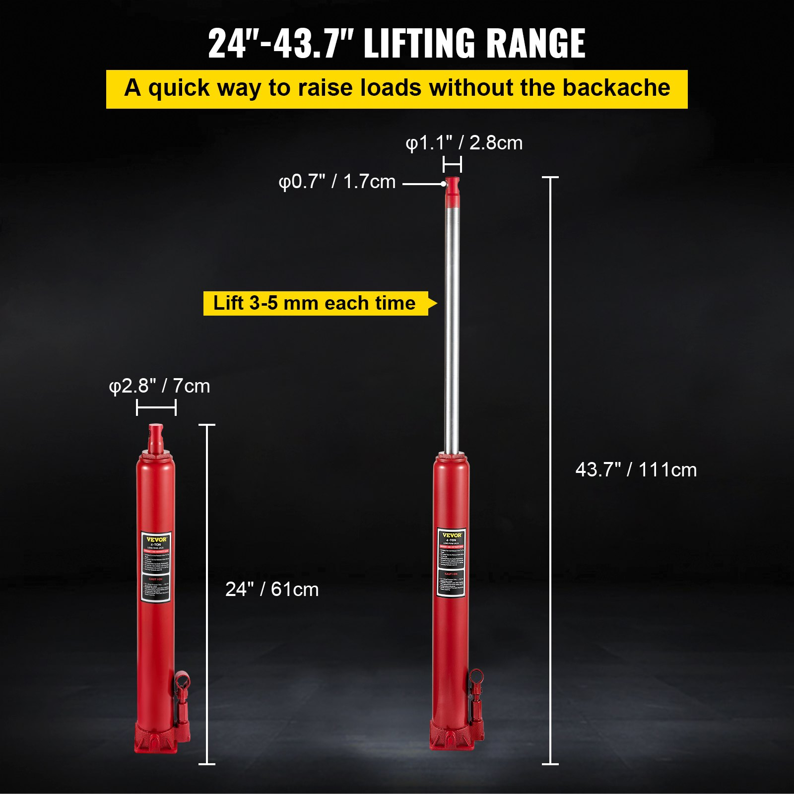 4-Ton Hydraulic Long Ram Jack 8818 lbs Engine Lift Hoist Garage Shop Crane