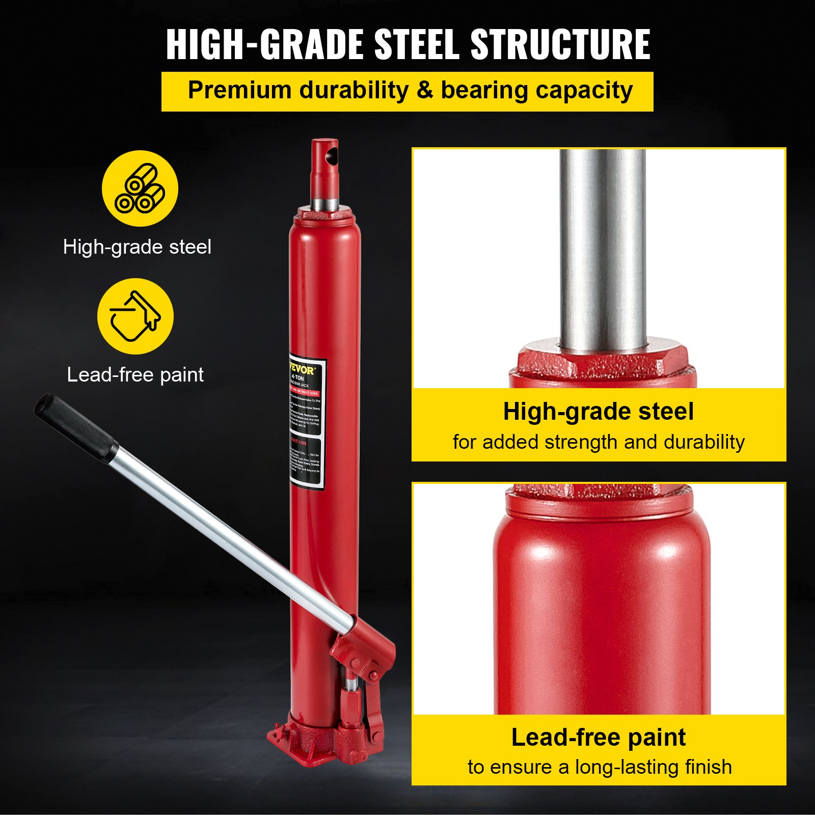 4-Ton Hydraulic Long Ram Jack 8818 lbs Engine Lift Hoist Garage Shop Crane