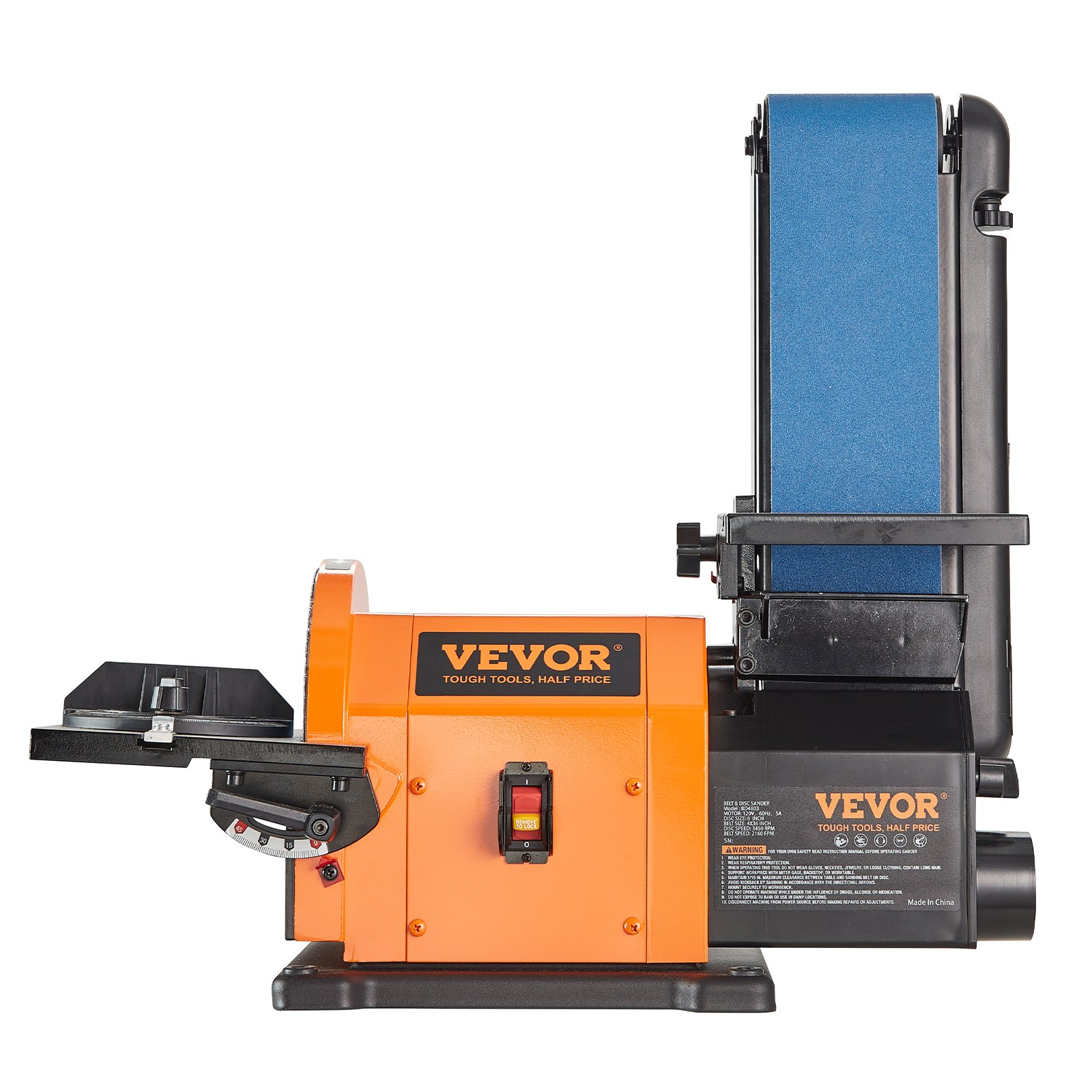 VEVOR Professional Belt Sander, 6" Disc Sander and 4 x 36 in. Belt Sander with 5