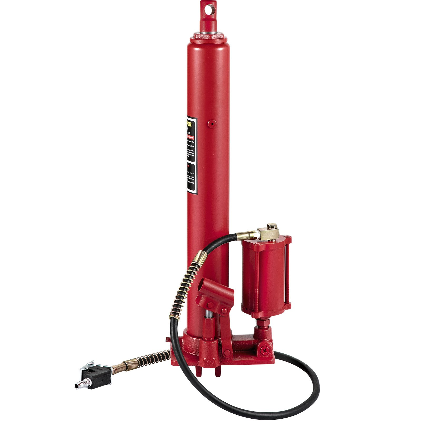 Hydraulic/Pneumatic Long Ram Jack, 8 Tons/17363 lbs Capacity, Red