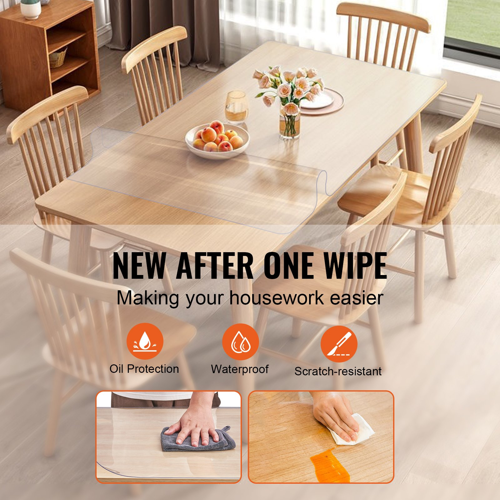 Clear Table Cover Protector, 18" x 36" Rectangle Table Cover, Dining Room Table