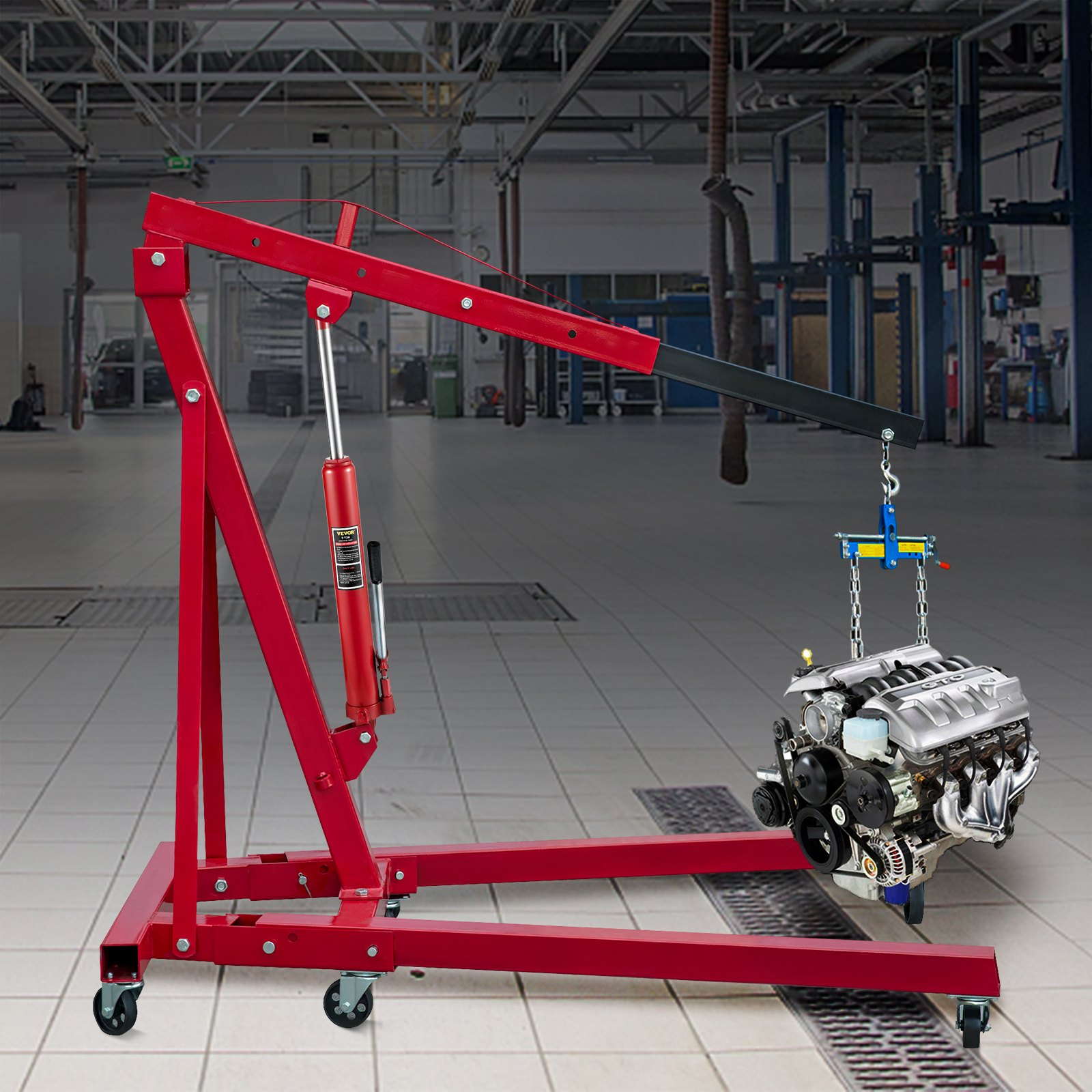 Hydraulic Long Ram Jack, 8 Tons/17363 lbs Capacity, Red