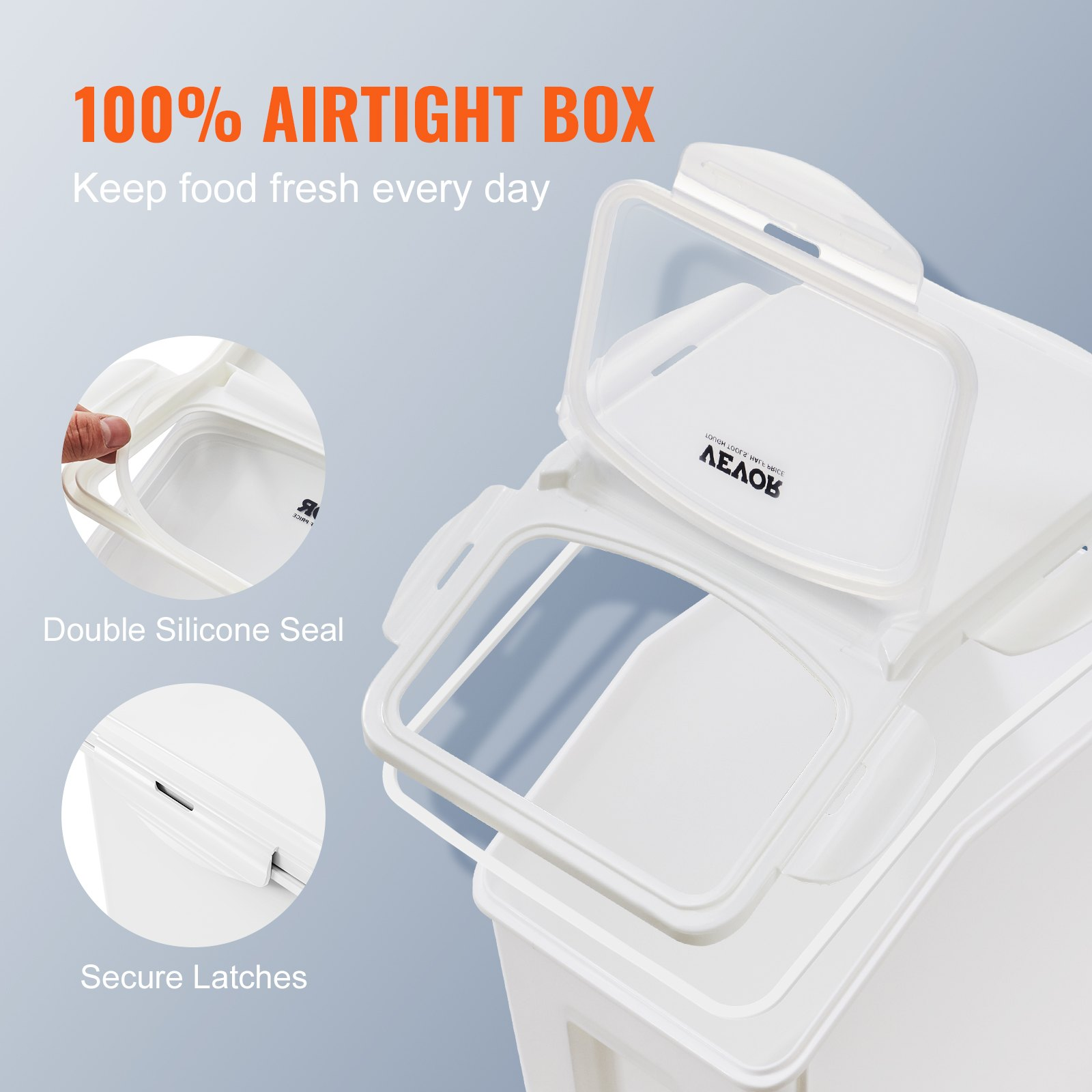 VEVOR Ingredient Storage Bin, PP Material Kitchen Rice Cereal Flour Bin