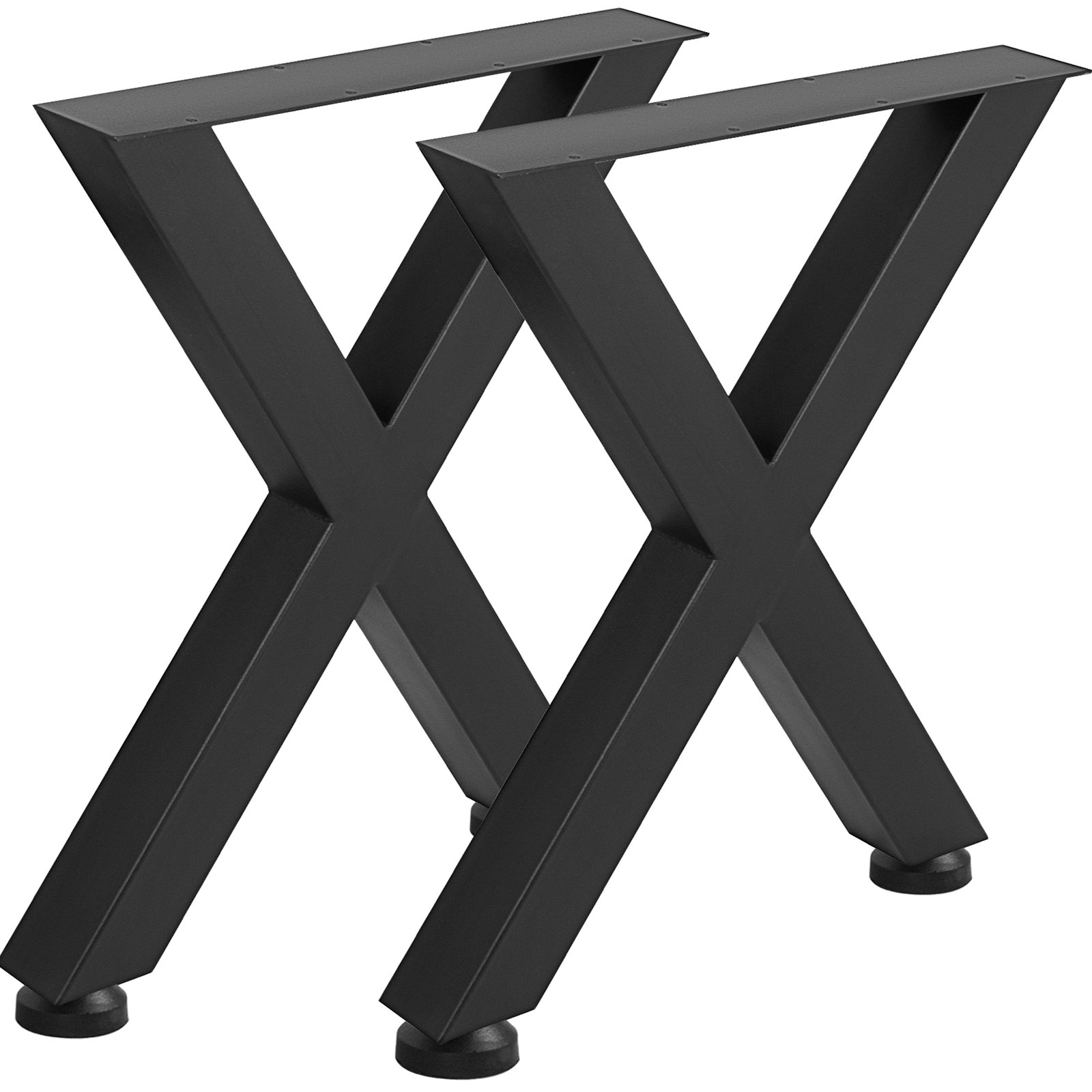 Set of 2 X Frame Steel Table Legs 28x24in Heavy Duty 3.1″ Box Section Black